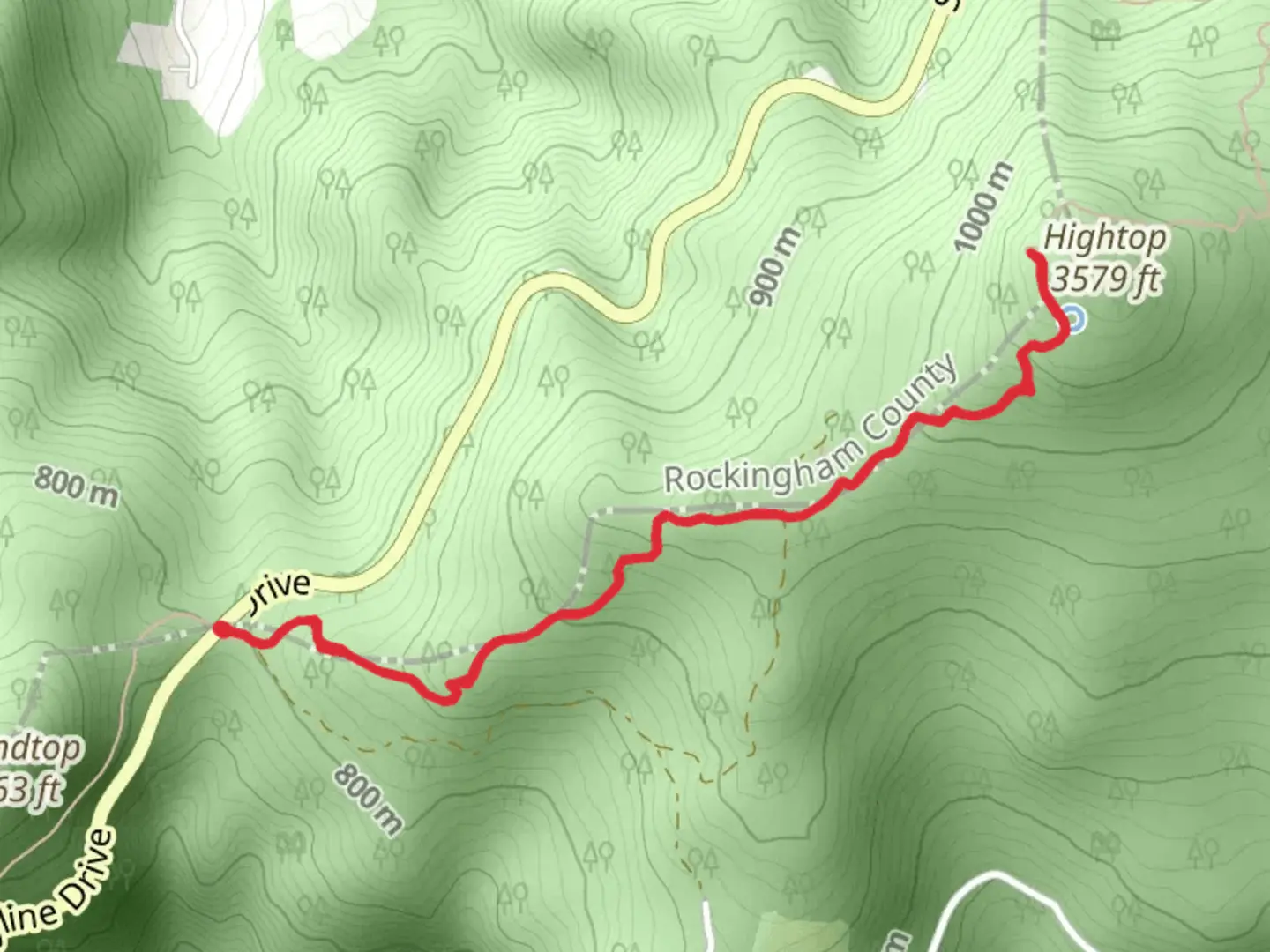 An image depicting the trail Hightop via Appalachian Trail and its surrounding area.