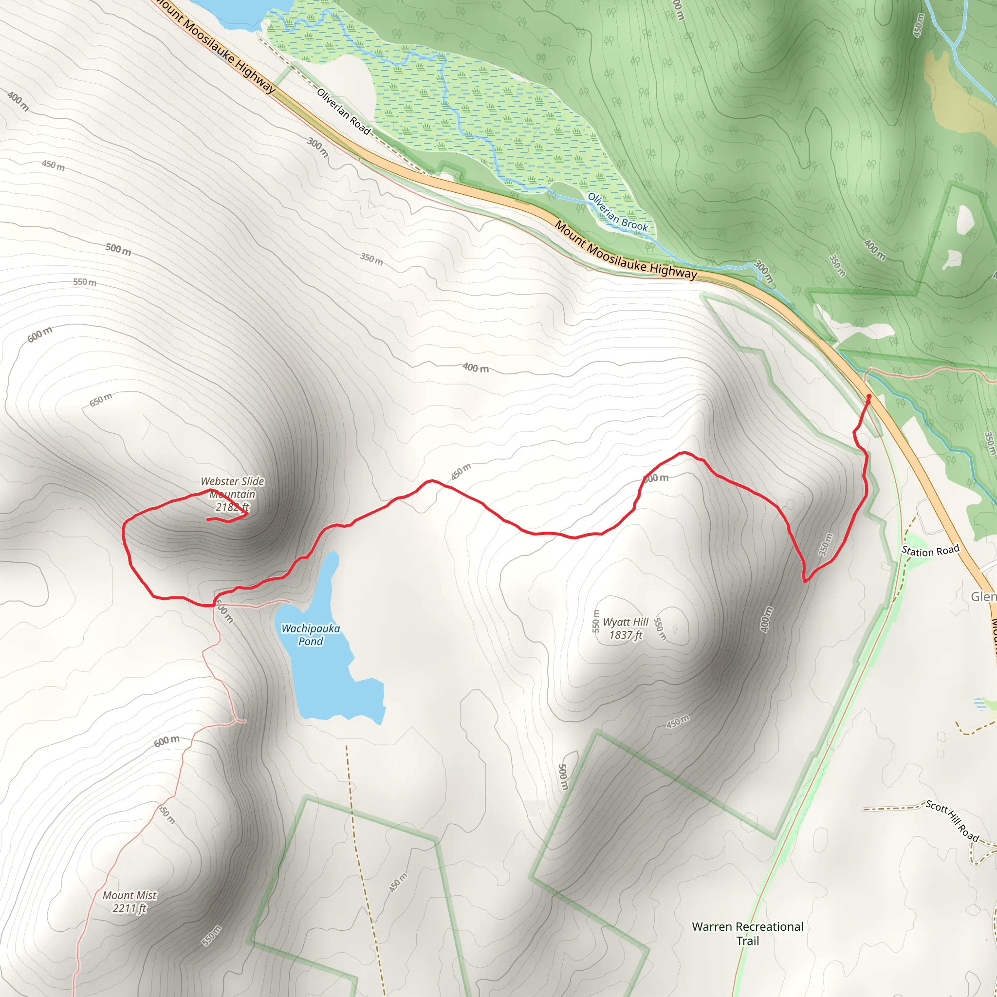 Webster Slide Mountain via Wachipauka Pond Trail mobile static map
