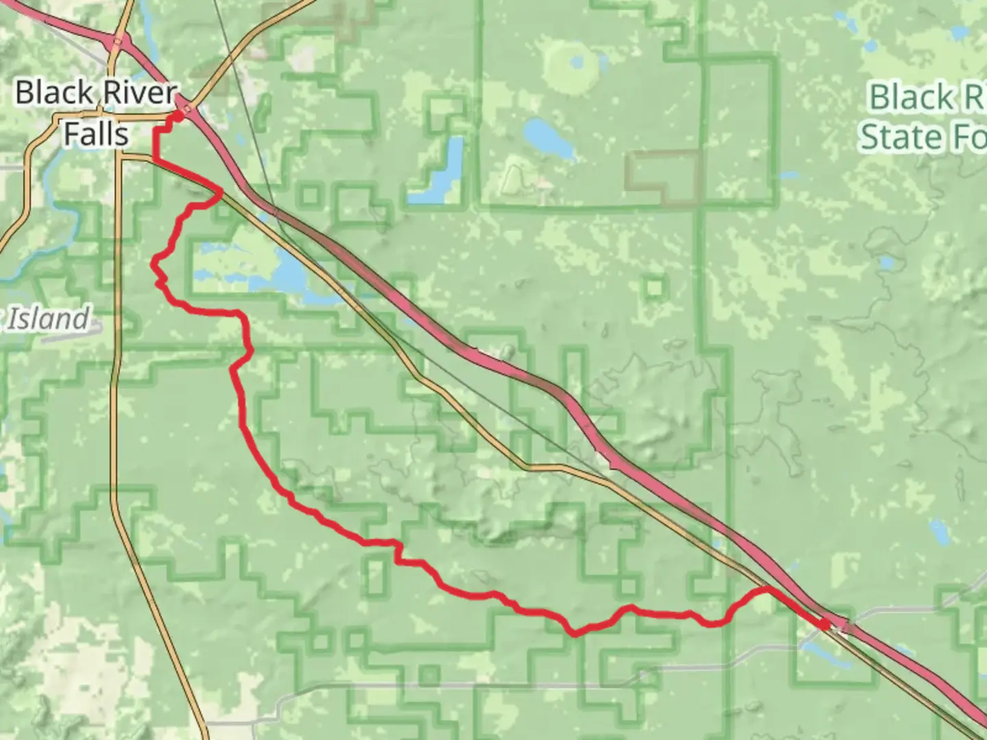 An image depicting the trail Perry Creek, Robinson Creek and Cranberry Flowage beside Walk and its surrounding area.