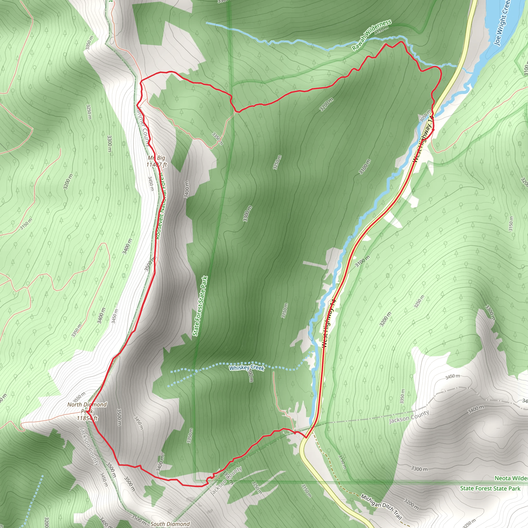 Montgomery Pass and North Diamond Peak Loop Trail mobile static map