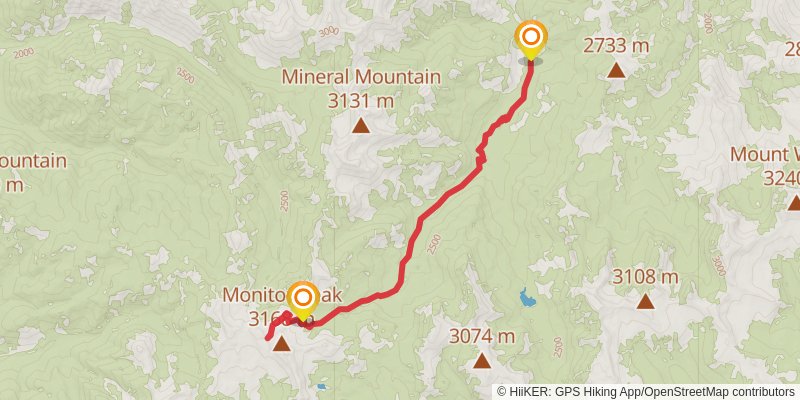 Monitor Peak via Thompson Lake Trail stage 2 Map
