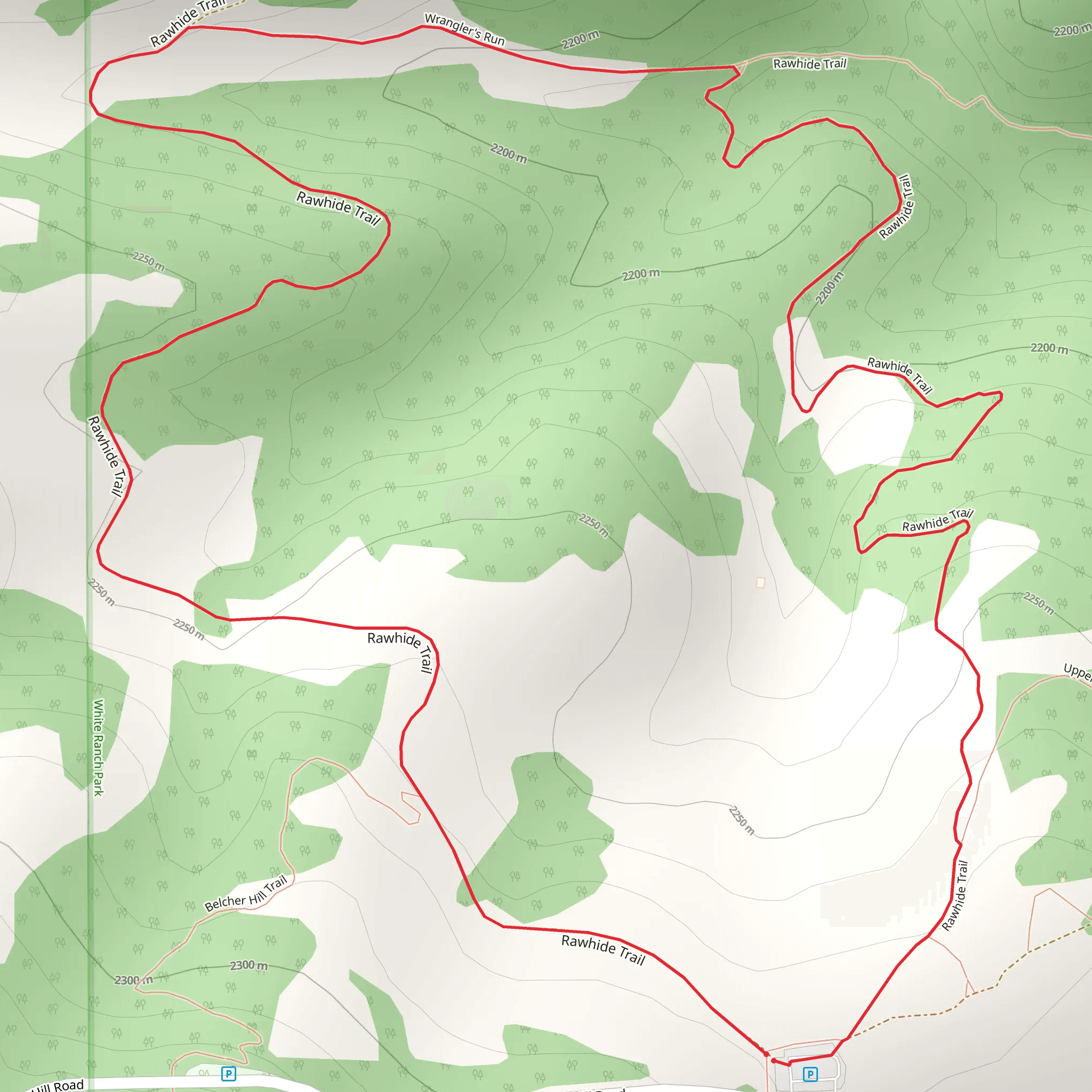 Wrangler's Run and Rawhide Trail Loop mobile static map