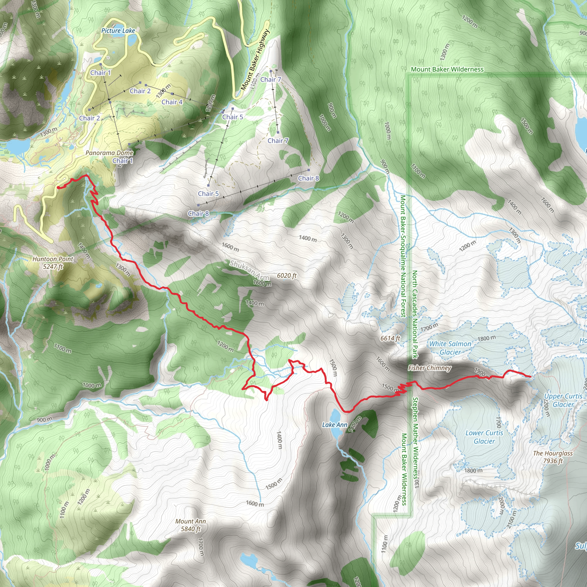 Lake Ann Trail and Fisher Chimneys Approach mobile static map
