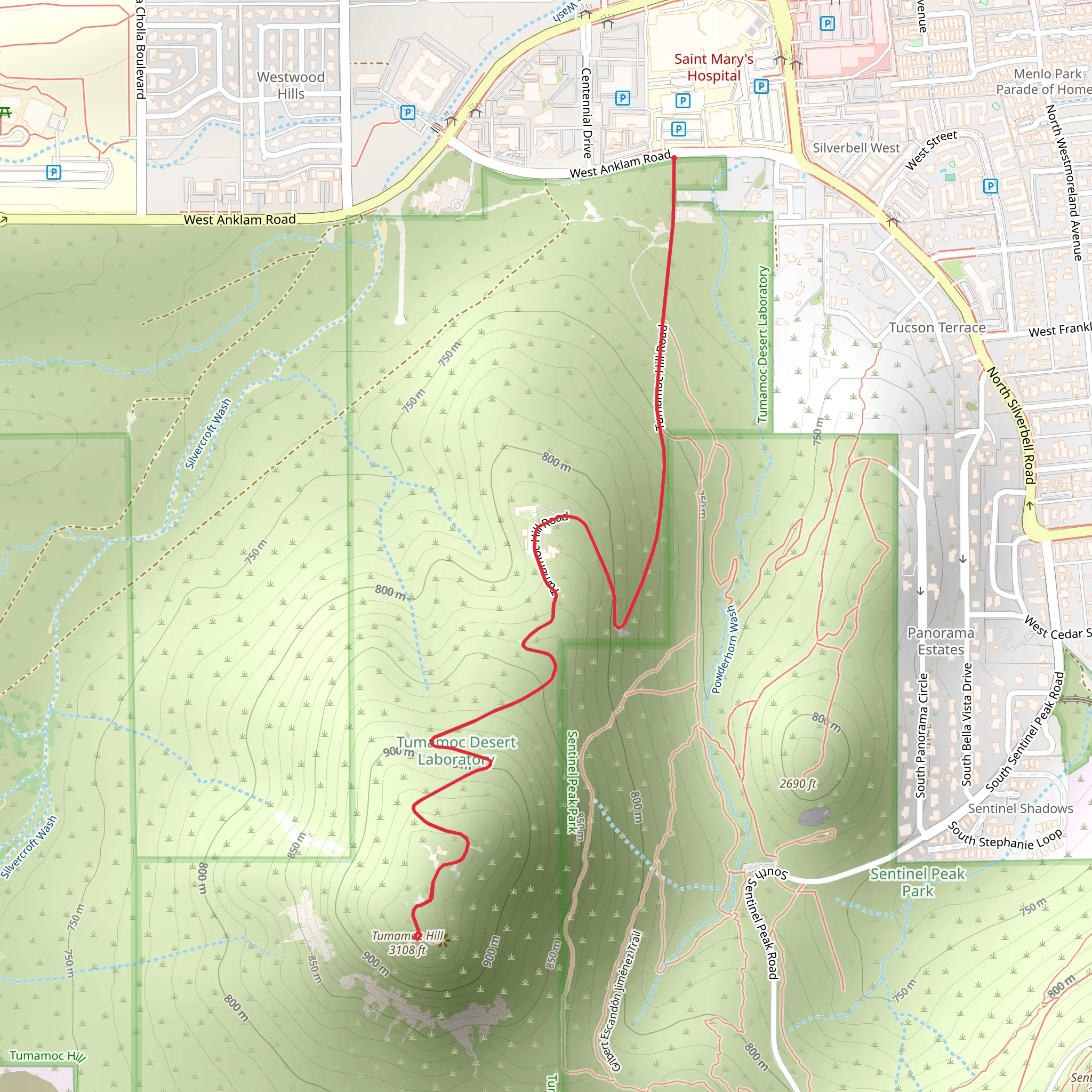 Tumamoc Hill mobile static map