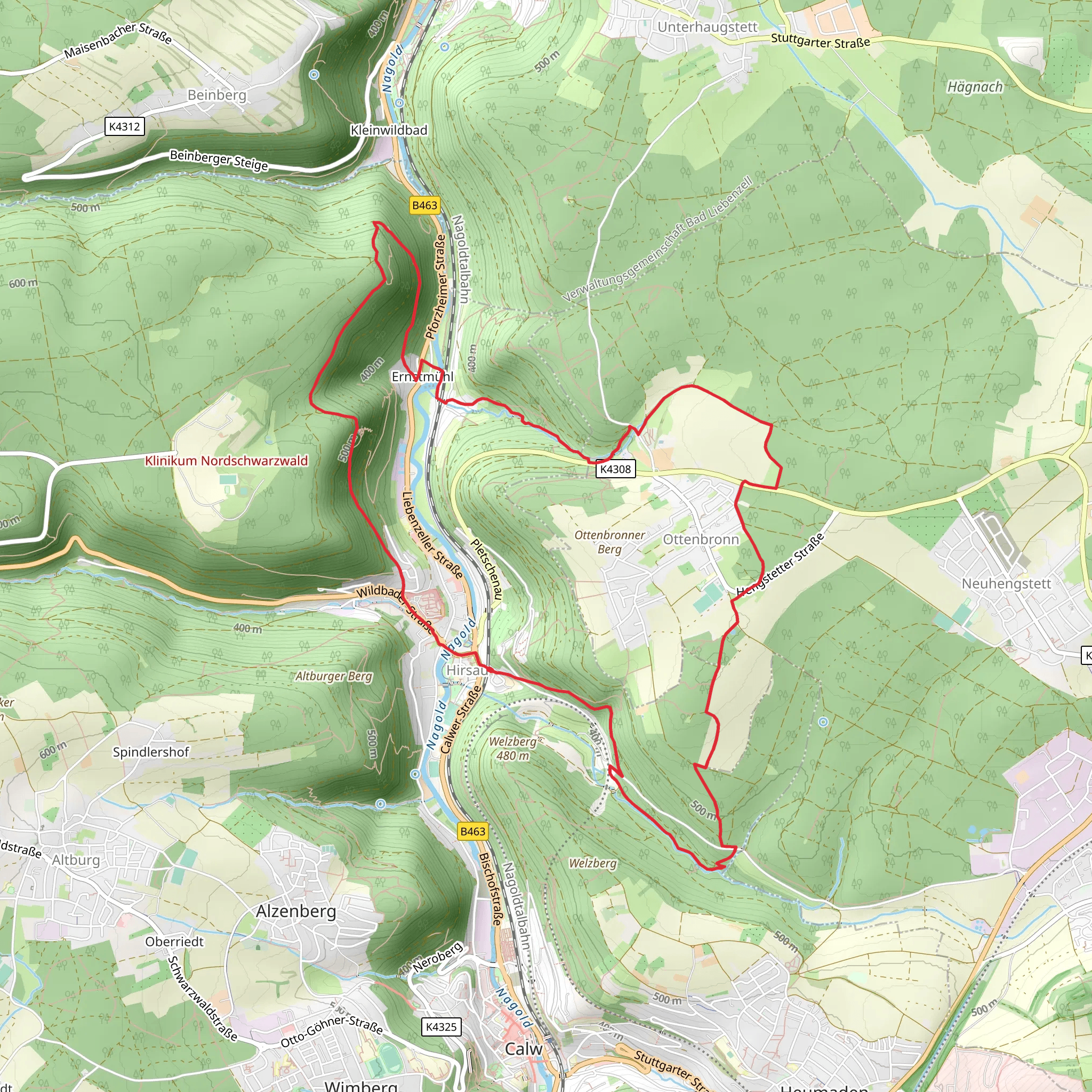 Hirsau Conventrain and Wolfschluchtpfad Loop mobile static map