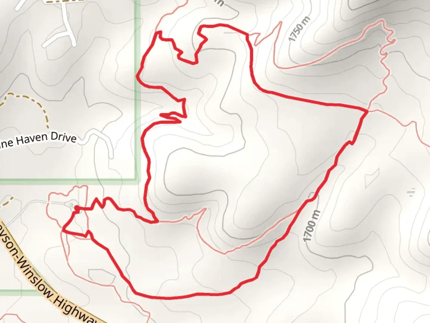 An image depicting the trail Highline, Pine View and Pine Canyon Loop Trail and its surrounding area.