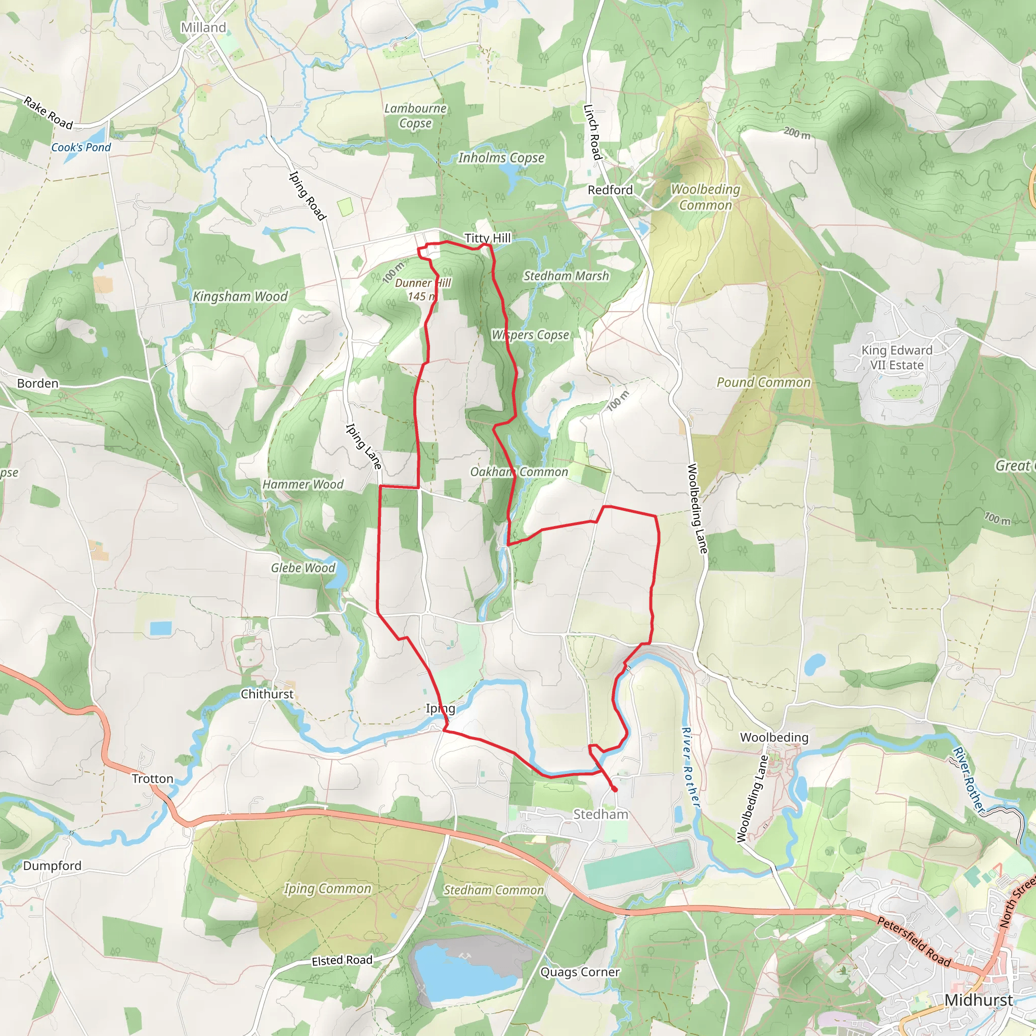 Upper Bowley Copse and Oakham Common Loop mobile static map