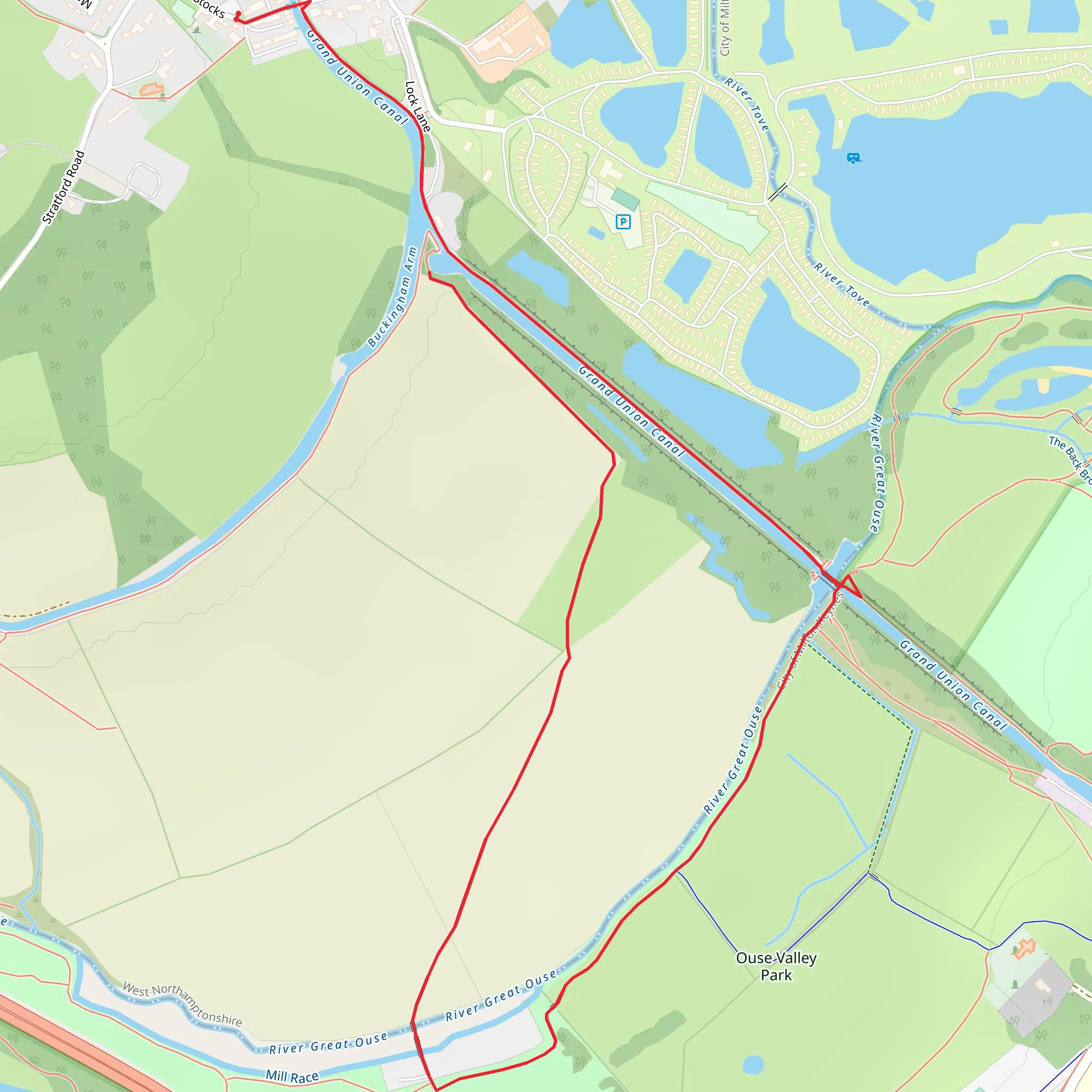 Ouse Valley Park Short Loop mobile static map