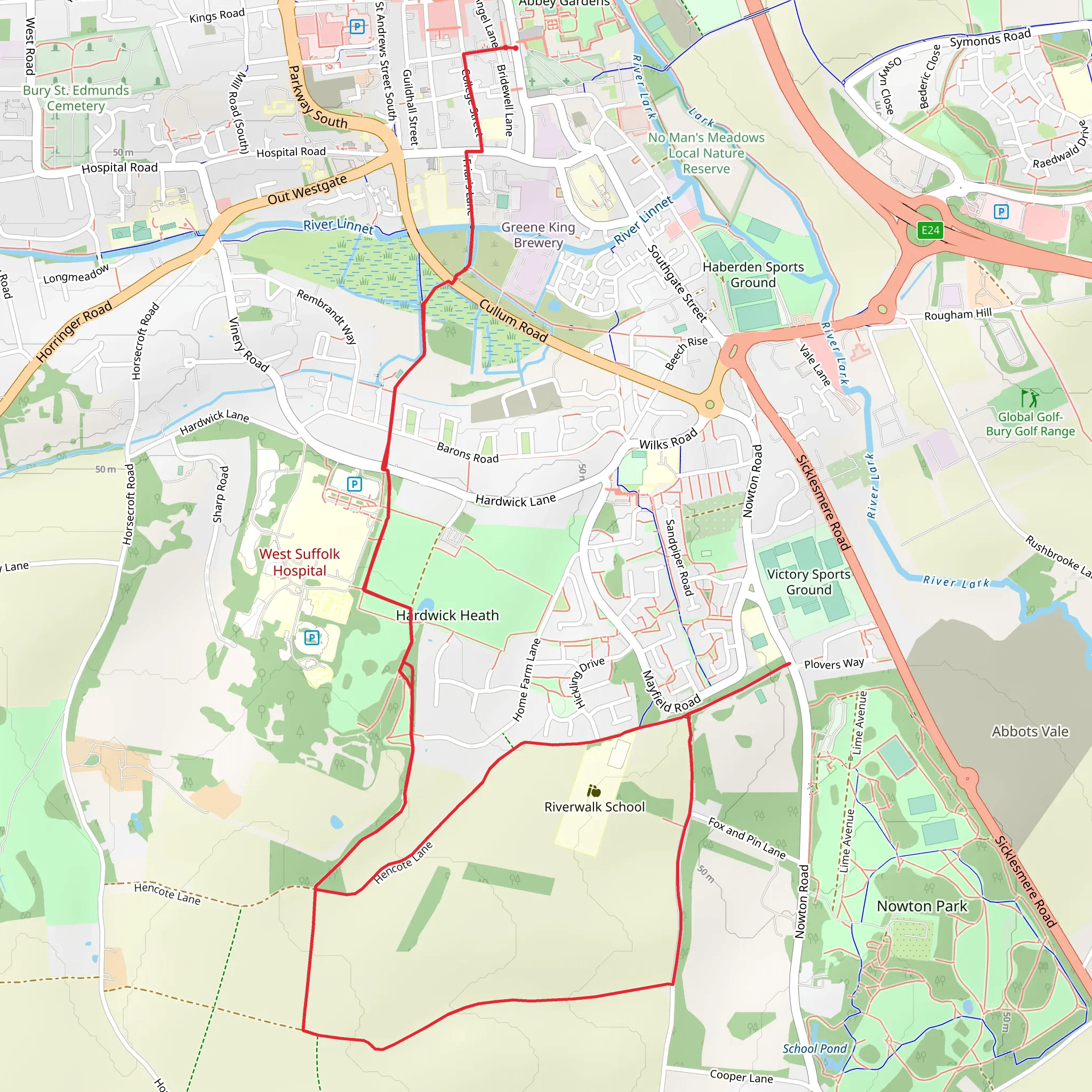 Bury St Edmunds mobile static map