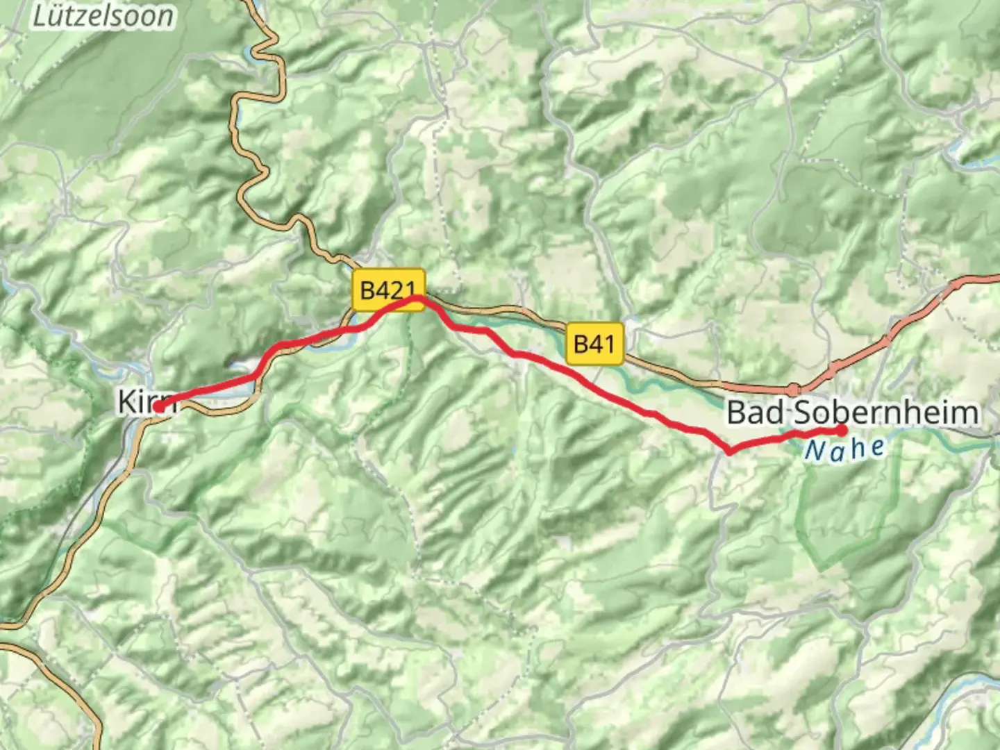 An image depicting the trail Kirn to Bad Sobernheim Walk and its surrounding area.