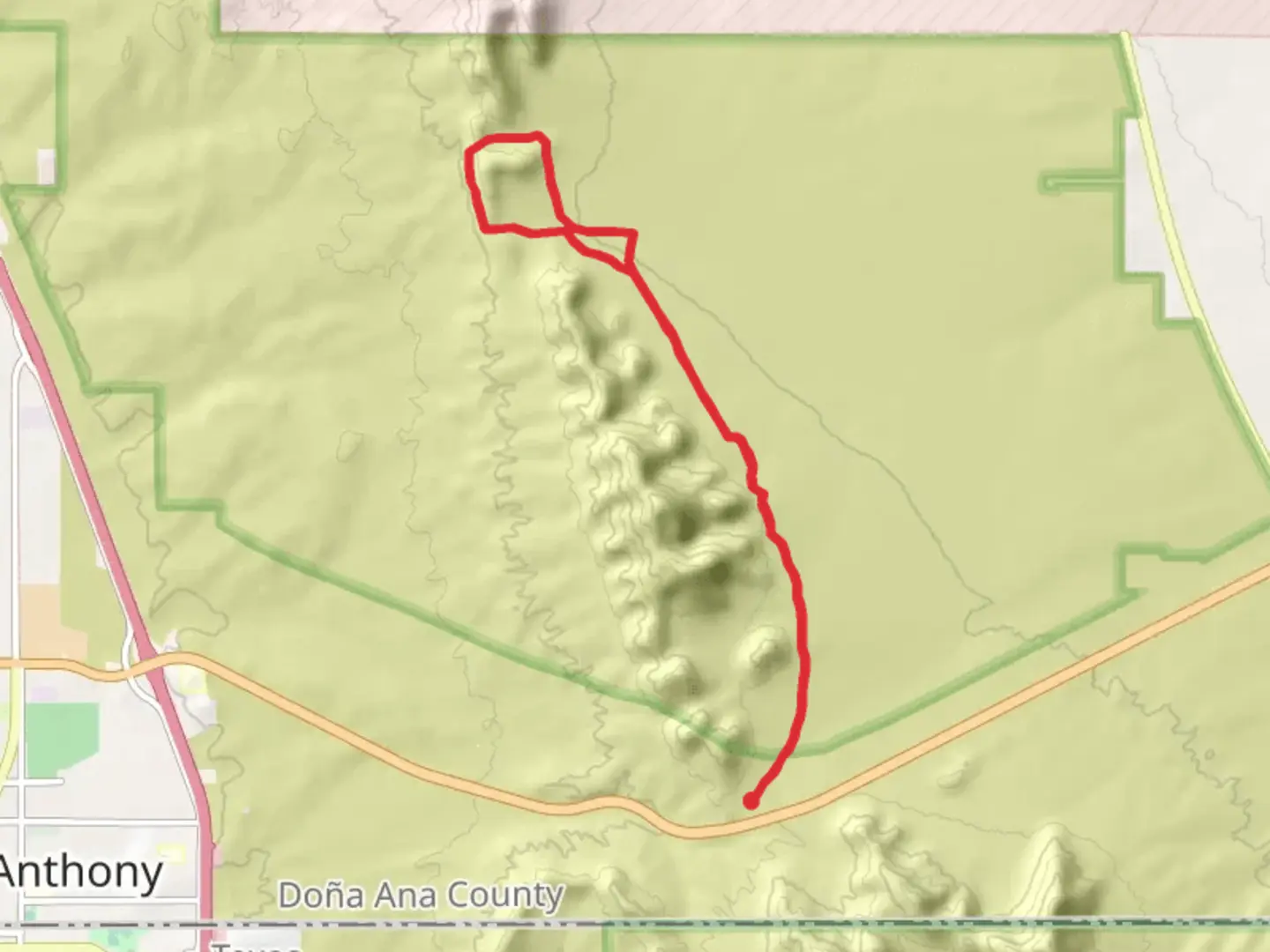 An image depicting the trail Sierra Vista - Webb Gap and its surrounding area.