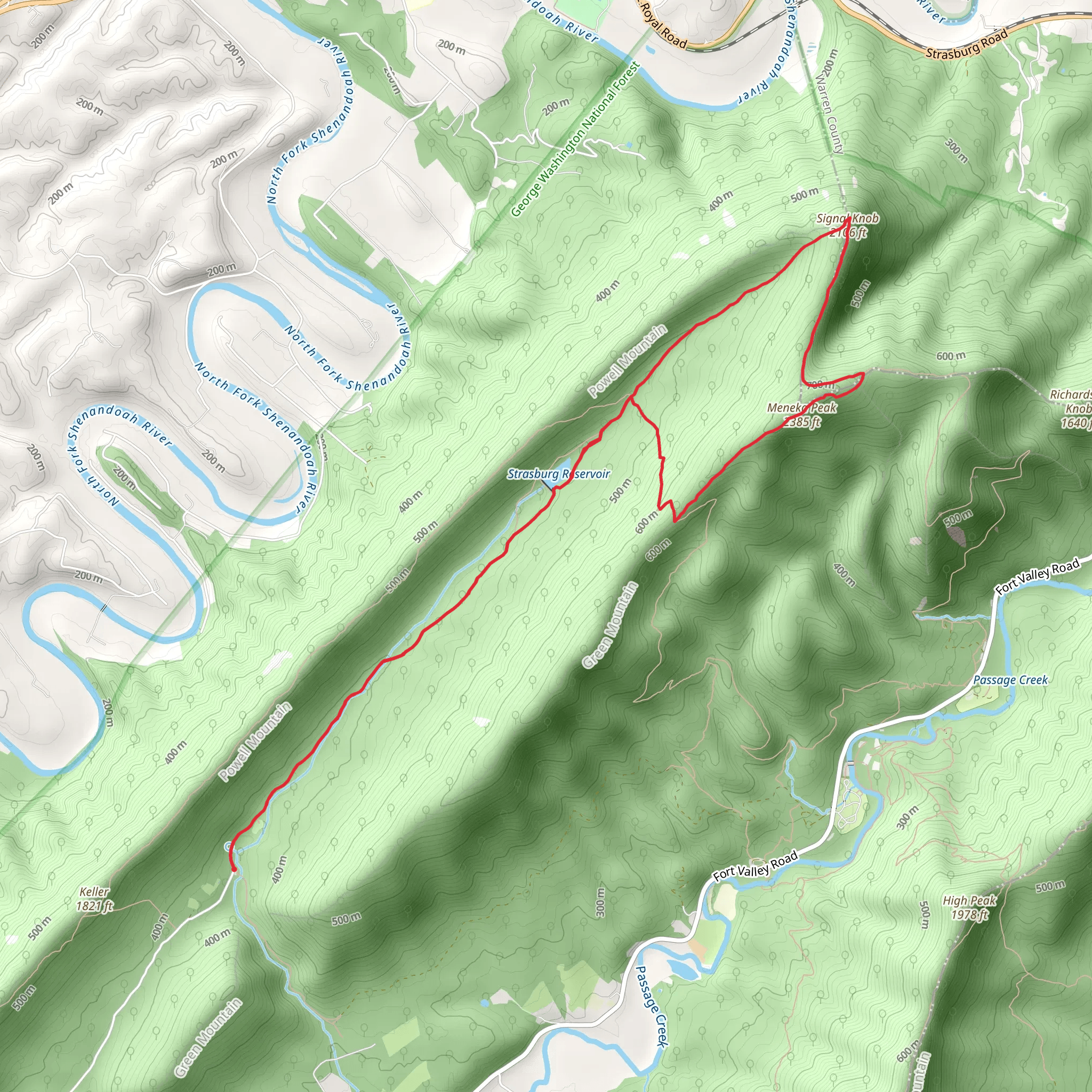 Little Passage Creek and Meneka Peak Trail mobile static map