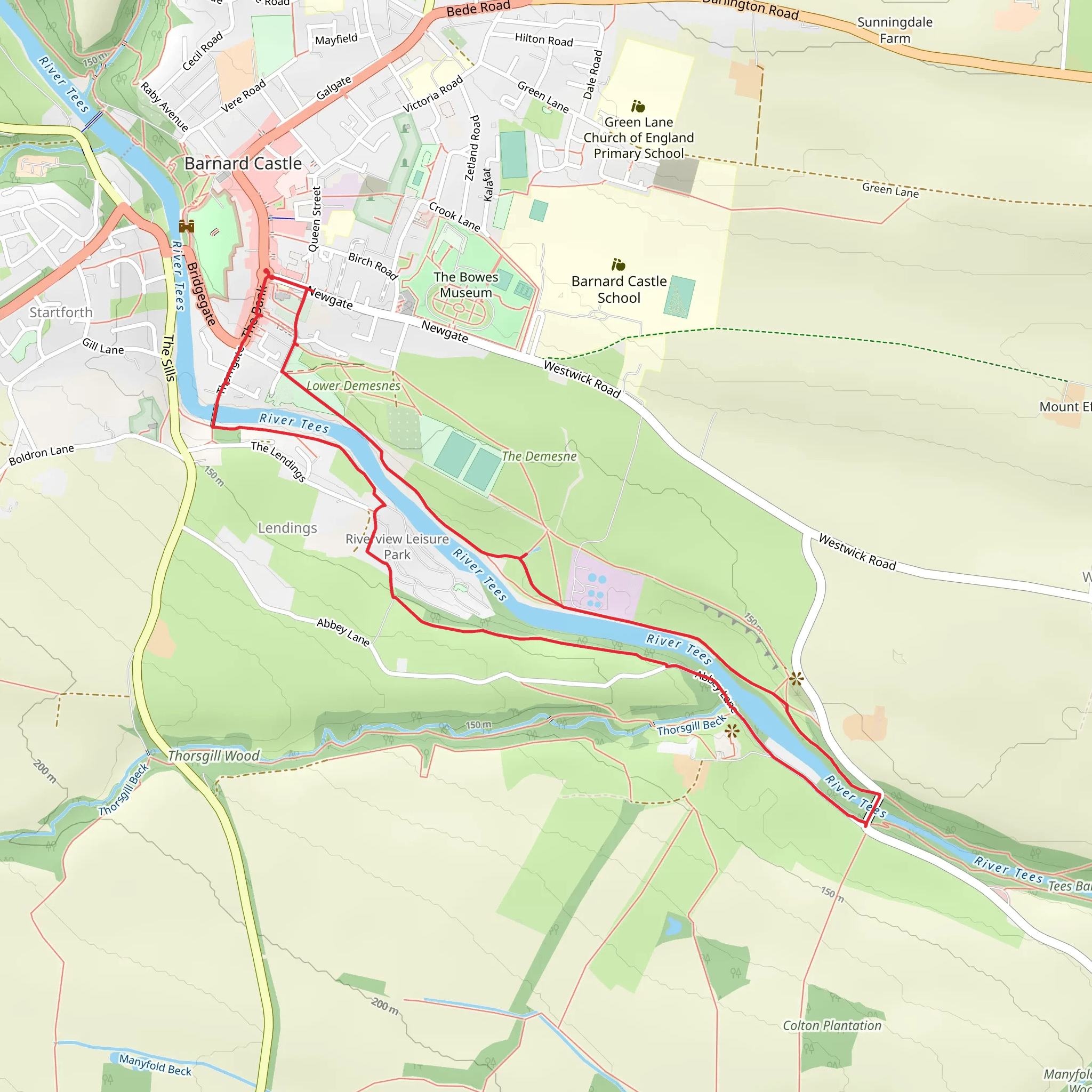 Barnard Castle to Abbey Bridge Loop mobile static map