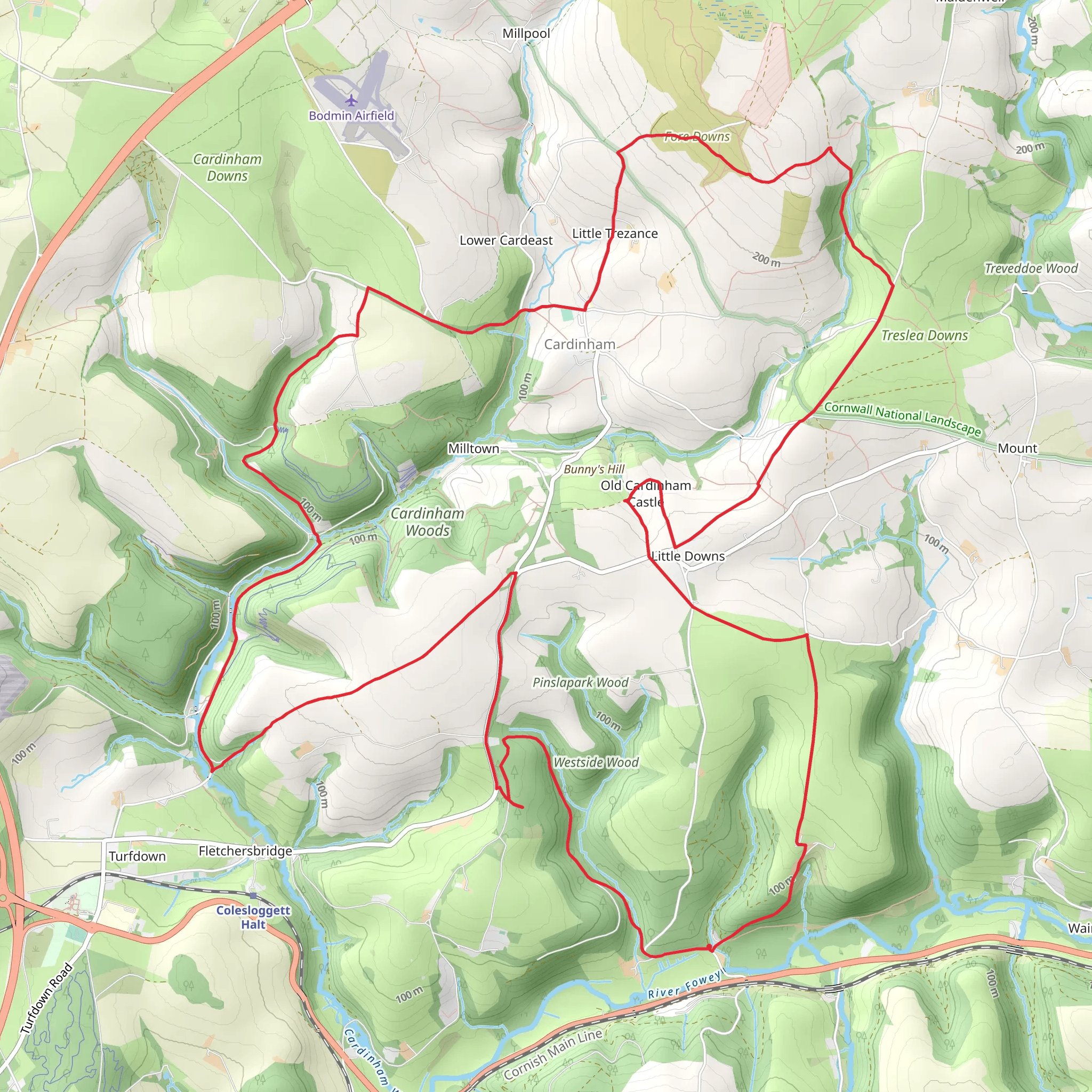 Cabilla to Cardinham Circular mobile static map