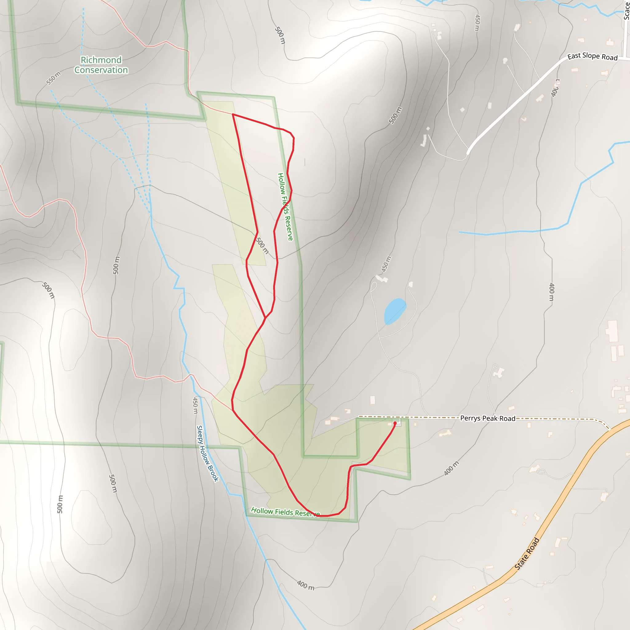 Richmond Conservation from Perrys Peak Road mobile static map
