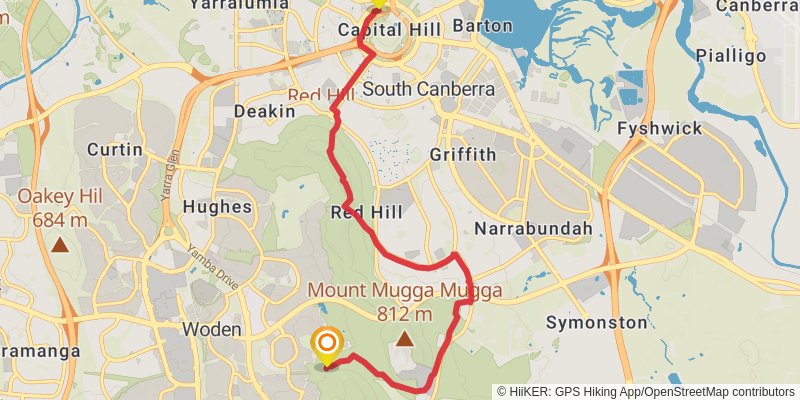 Canberra Centenary Trail stage 8 Map
