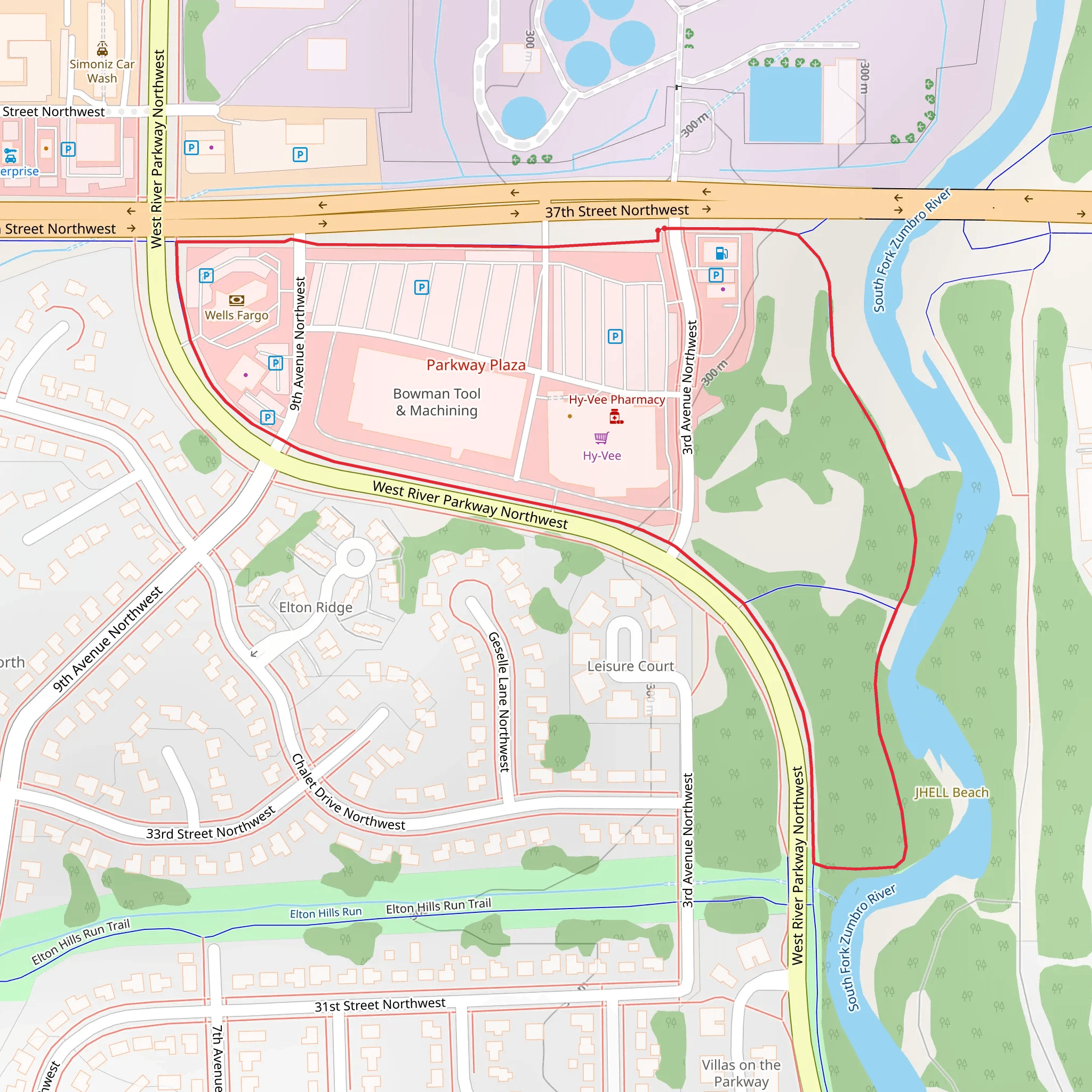 West River Parkway Northwest Loop mobile static map