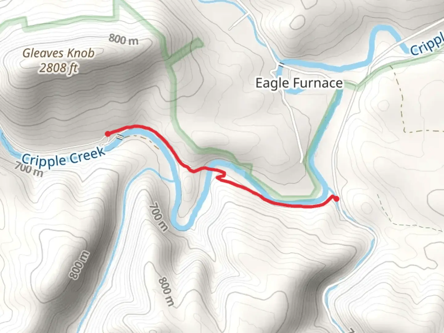 An image depicting the trail Raven Cliff Trail and its surrounding area.