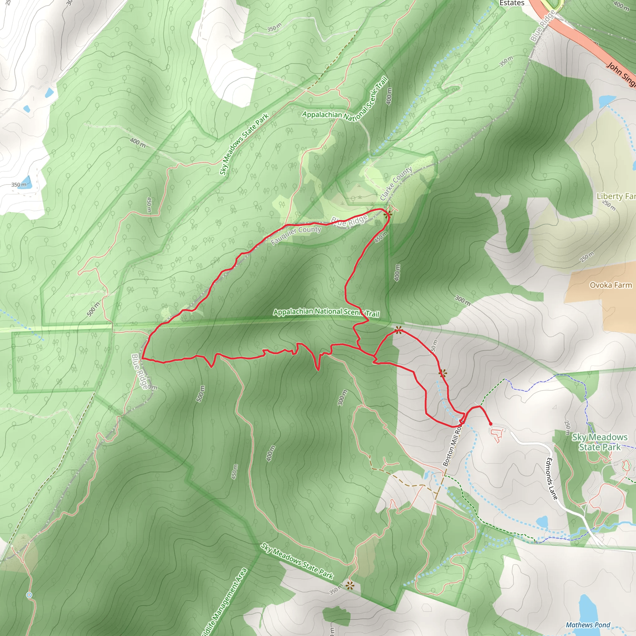 Piedmont Overlook, Appalachian and North Ridge Loop Trail mobile static map