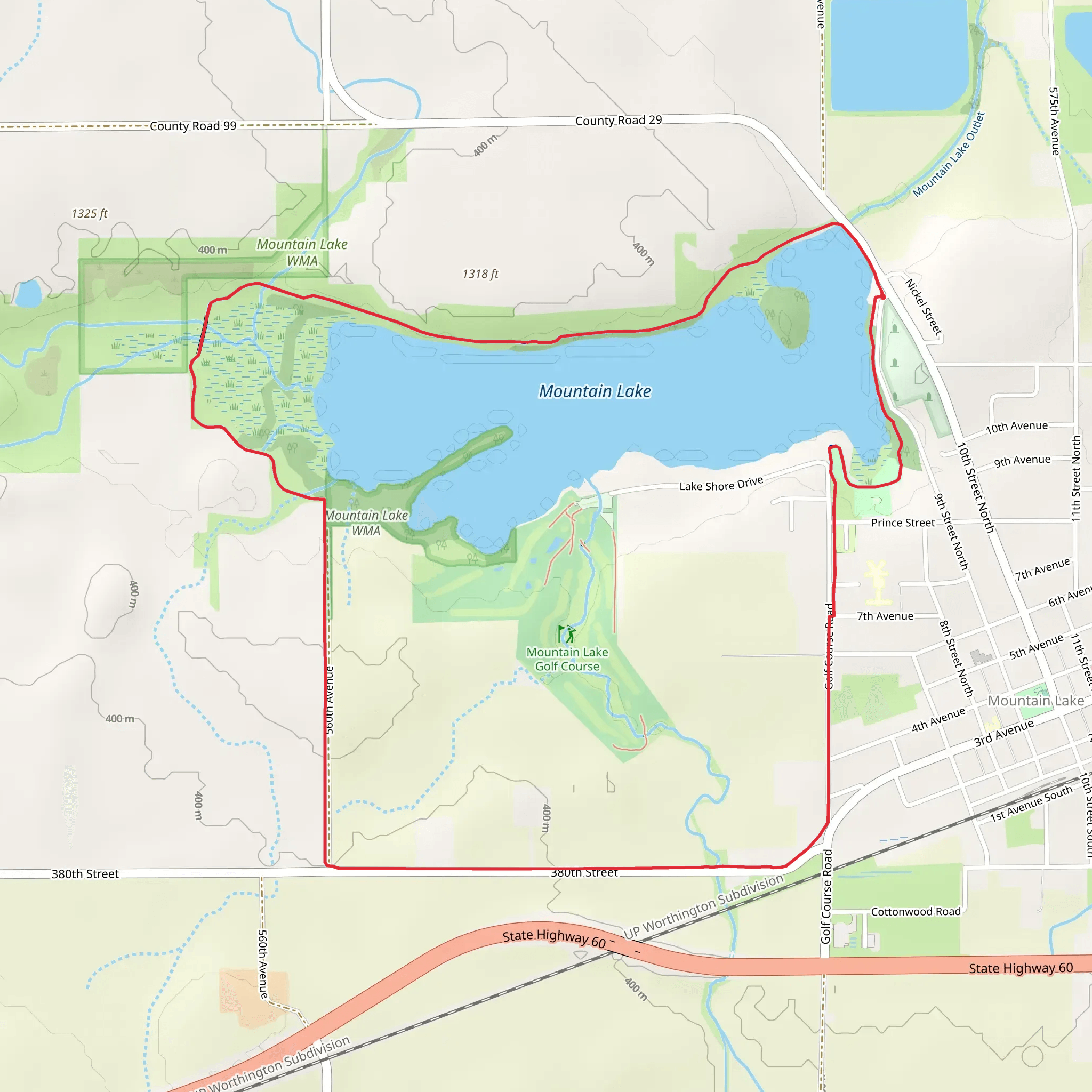 Mountain Lake Cycle Path mobile static map