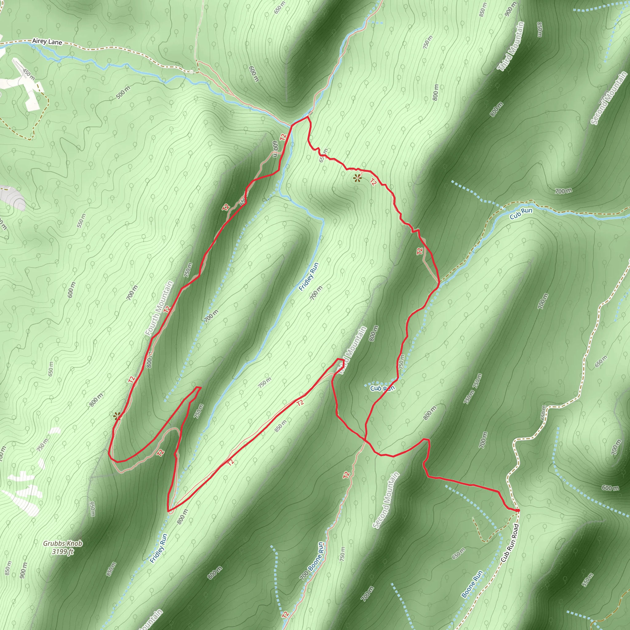 Fridley's Gap and Massanutten South Loop Trail mobile static map