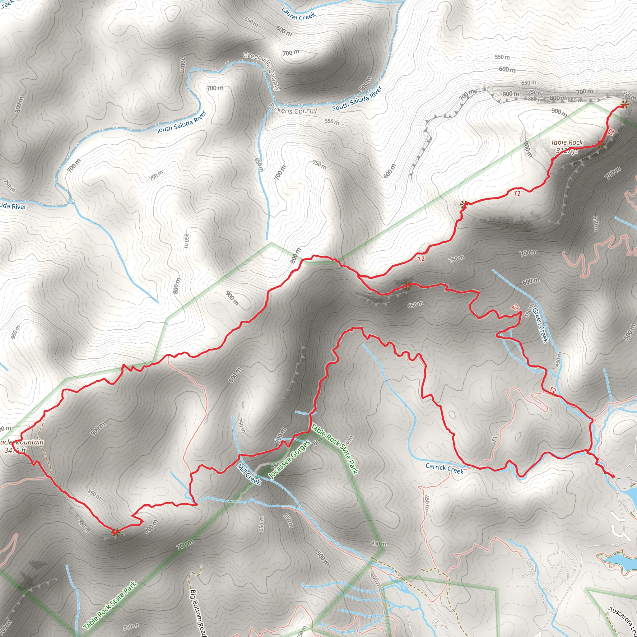 Table Rock, Pinnacle Mountain and Foothills Loop Trail mobile static map