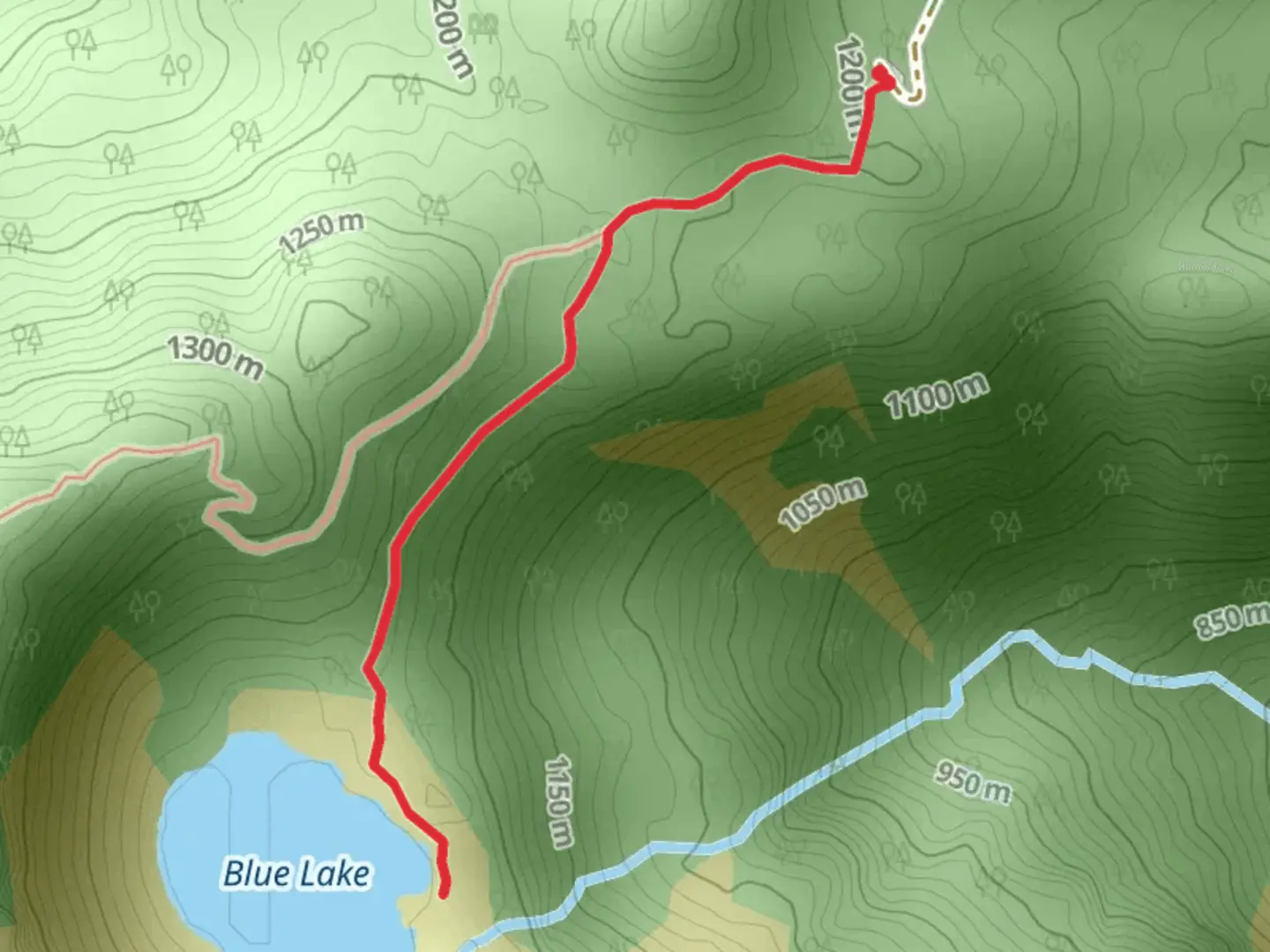 An image depicting the trail Blue Lake Trail and its surrounding area.