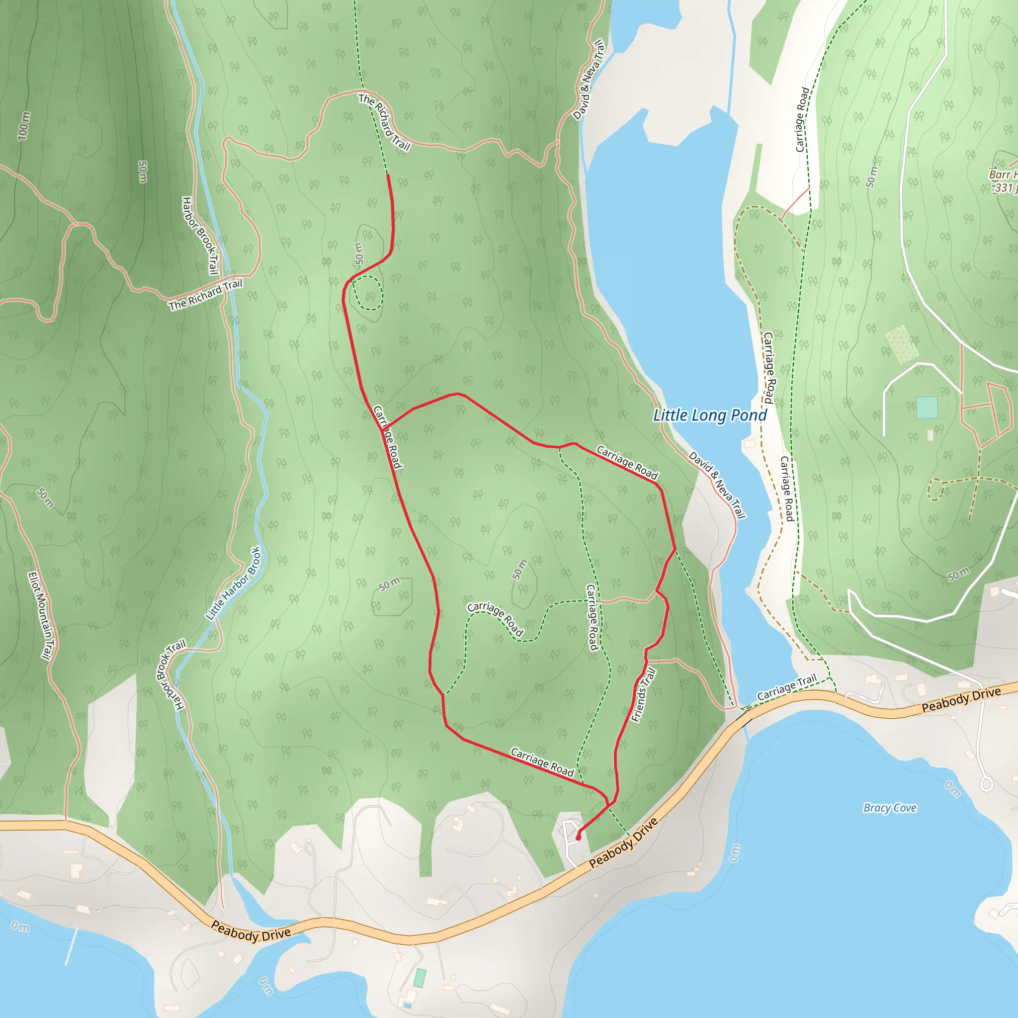 Little Long Pond - Carriage Road mobile static map