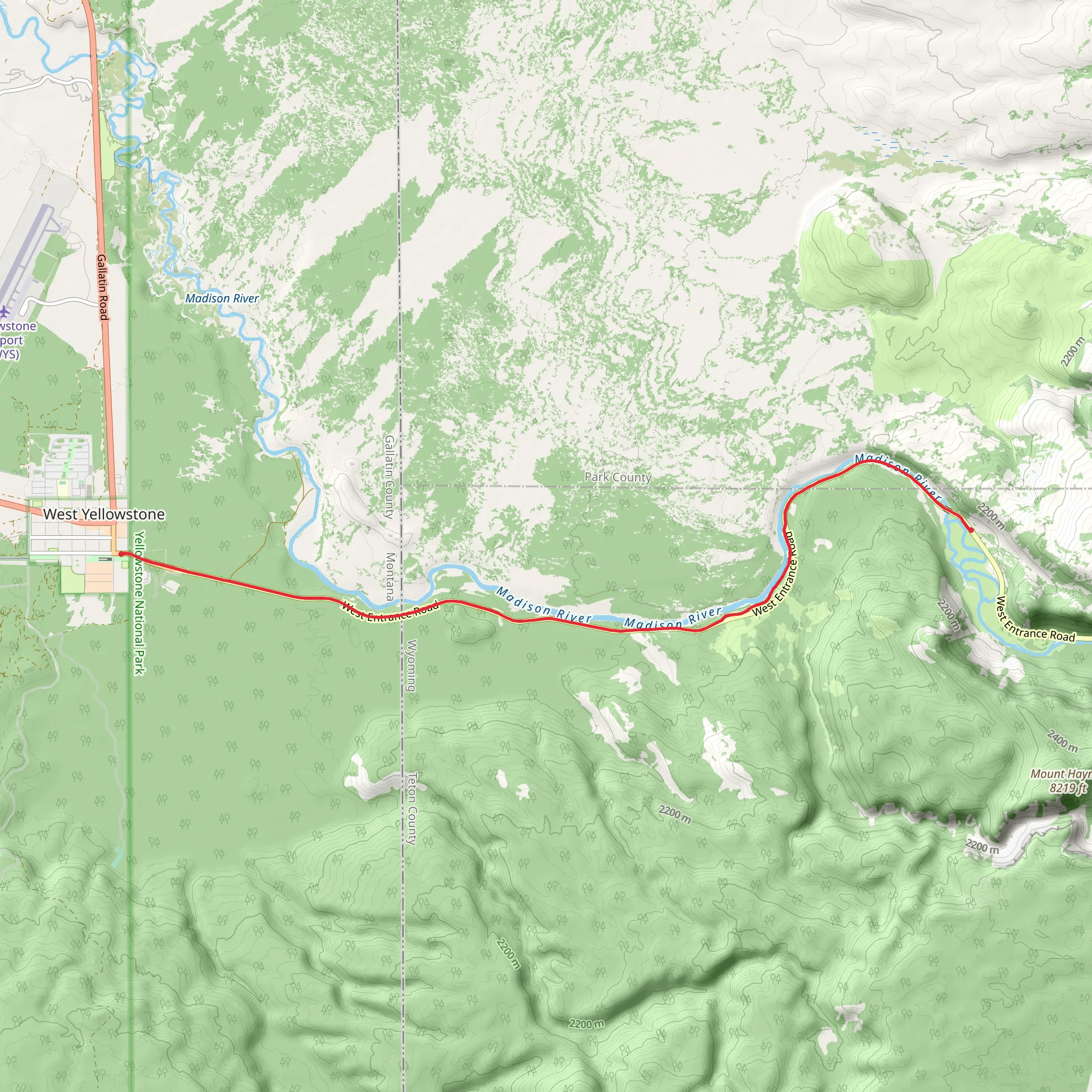 West Entrance Road Walk - Madison River mobile static map