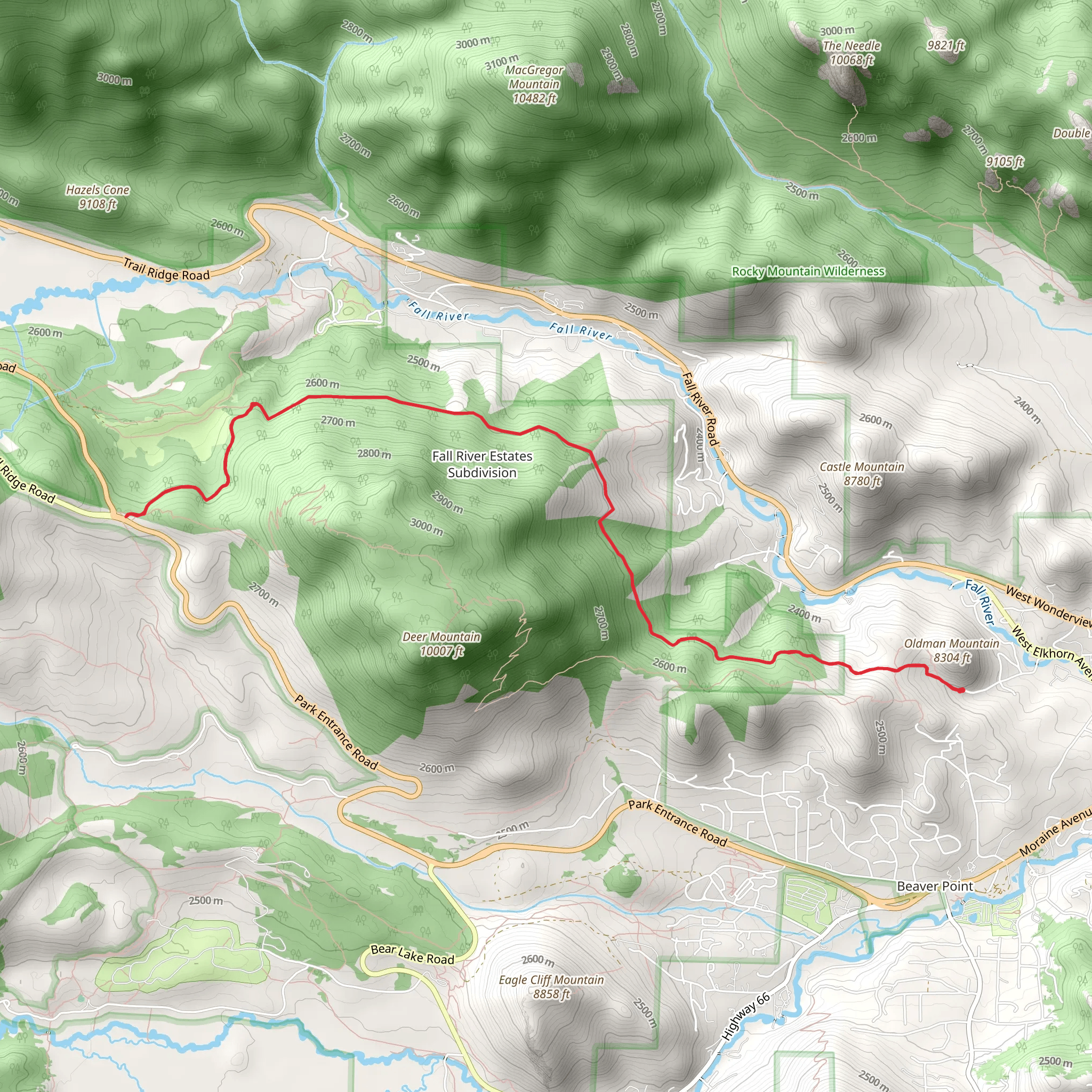 North Deer Mountain Trail mobile static map
