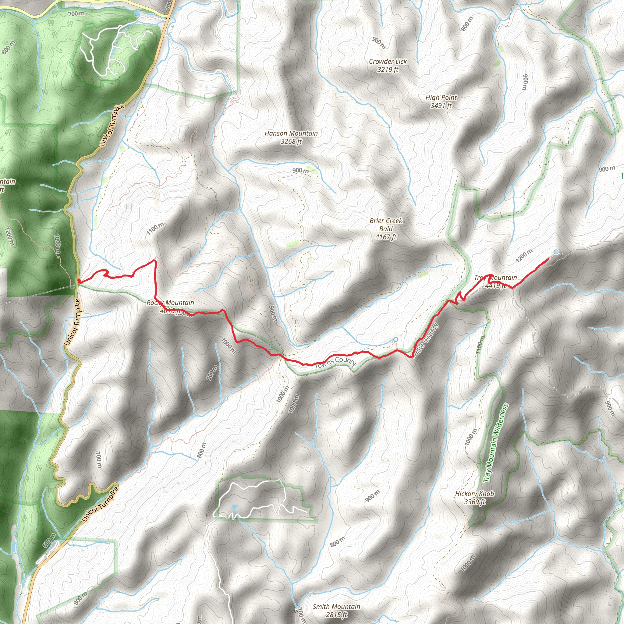 Tray Mountain Shelter Trail mobile static map