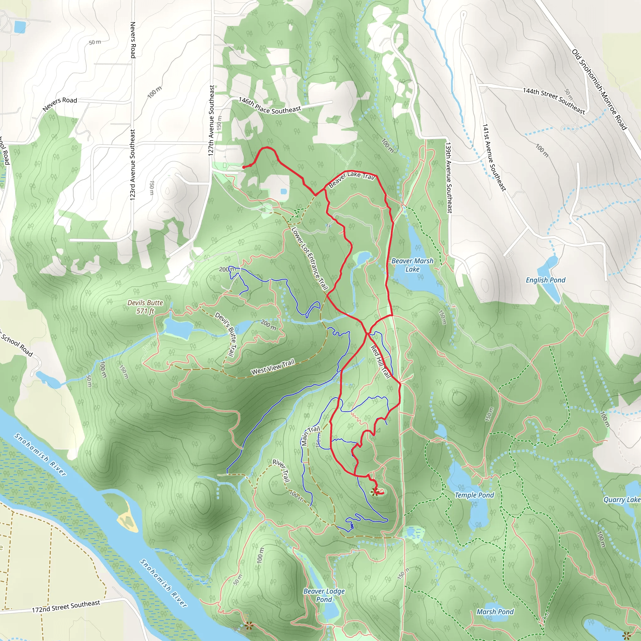 Pipeline Trail and Wayne's World Loop mobile static map