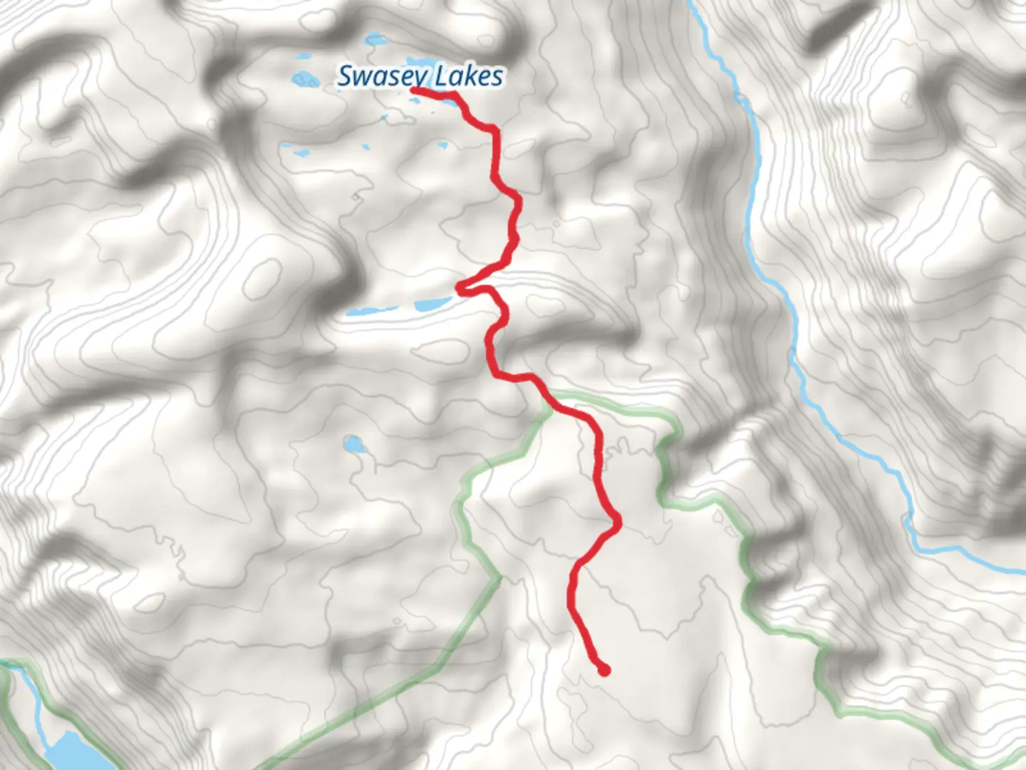 An image depicting the trail Swasey Lake via Center Park Trail and its surrounding area.