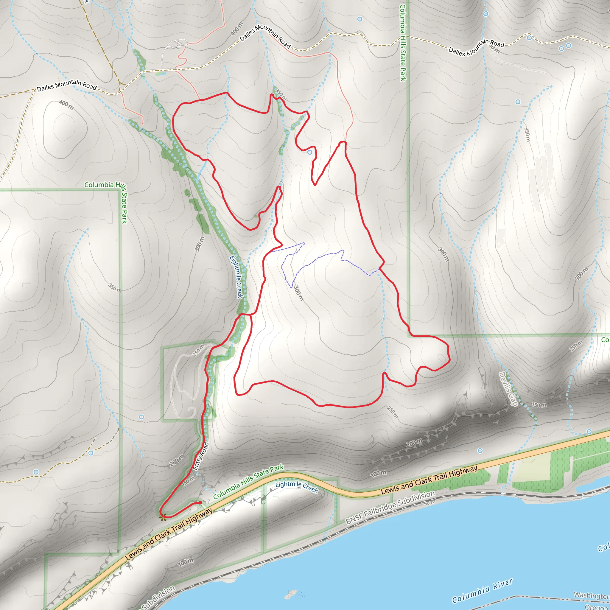 Vista Loop Trail and Eightmile Alternate Trail mobile static map