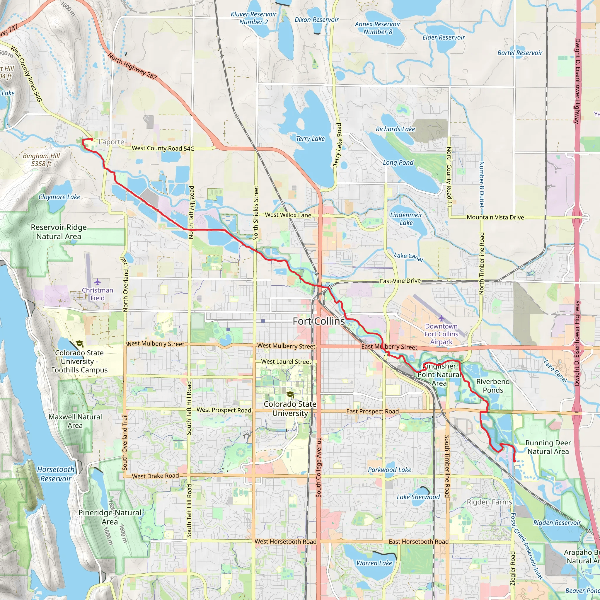 Poudre Trail mobile static map