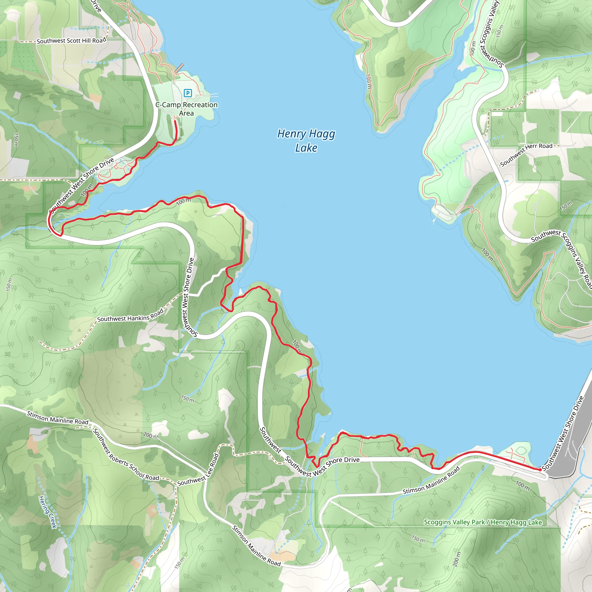 Hagg Lake Trail Section H mobile static map