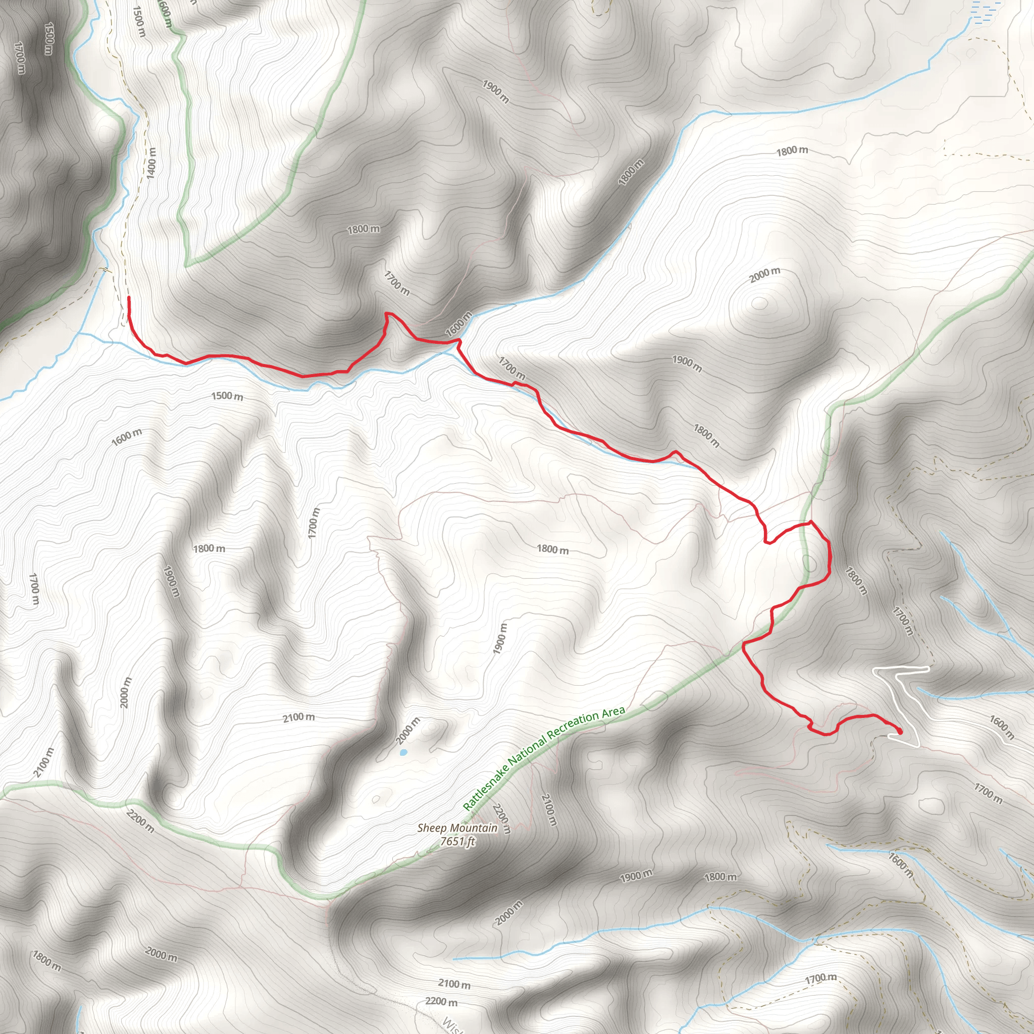 East Fork of Rattlesnake Creek via Upper Twin Creek Trail mobile static map
