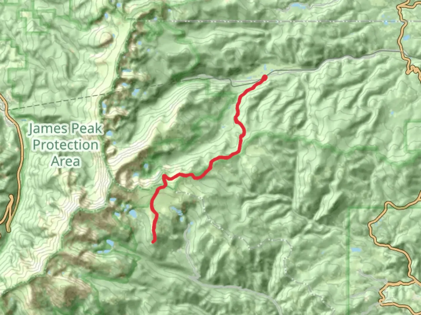 An image depicting the trail Mammoth Gulch Road and Kingston Peak Road and its surrounding area.