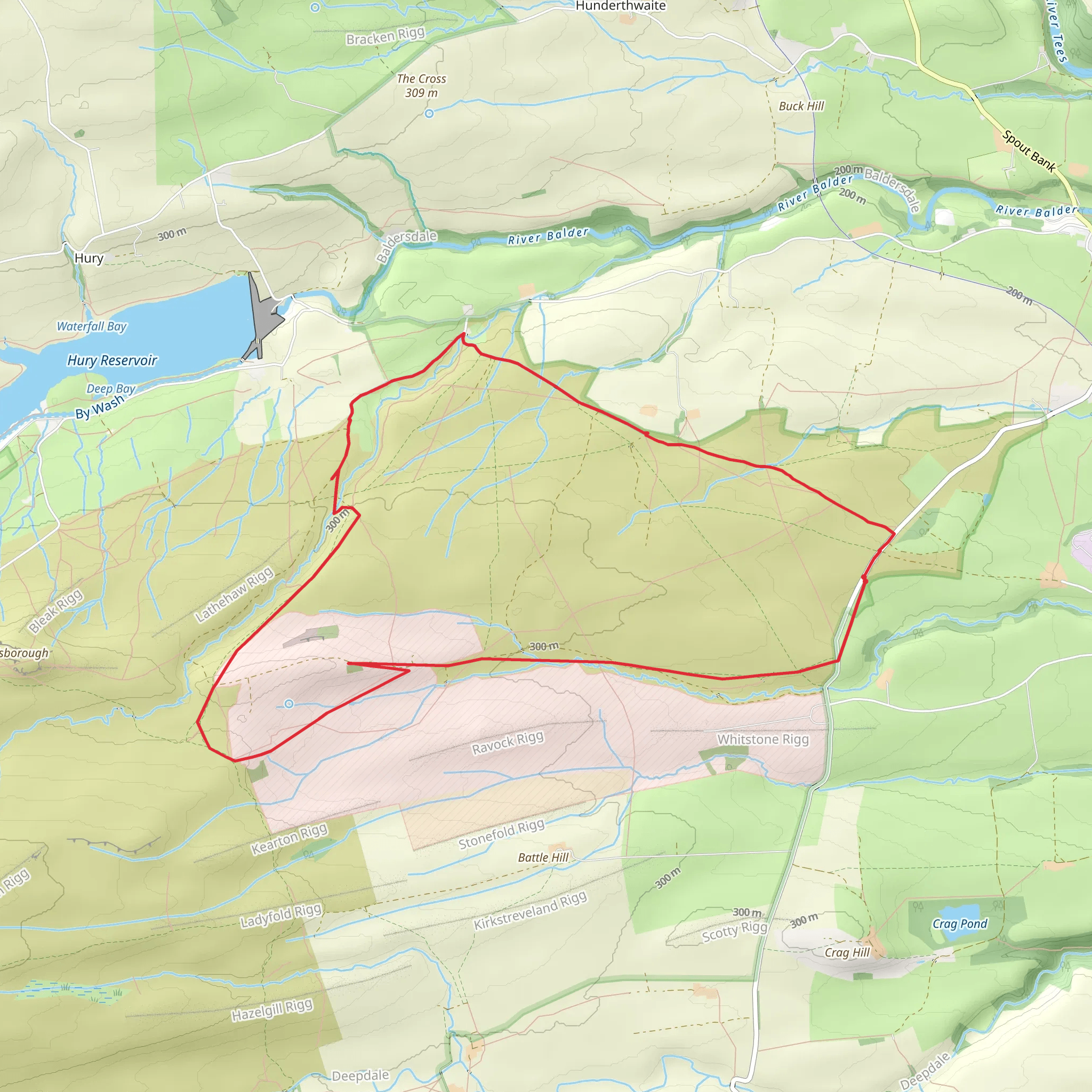 Cotherstone Moor Walk – Butter Stone, Freewill House and The Loups mobile static map