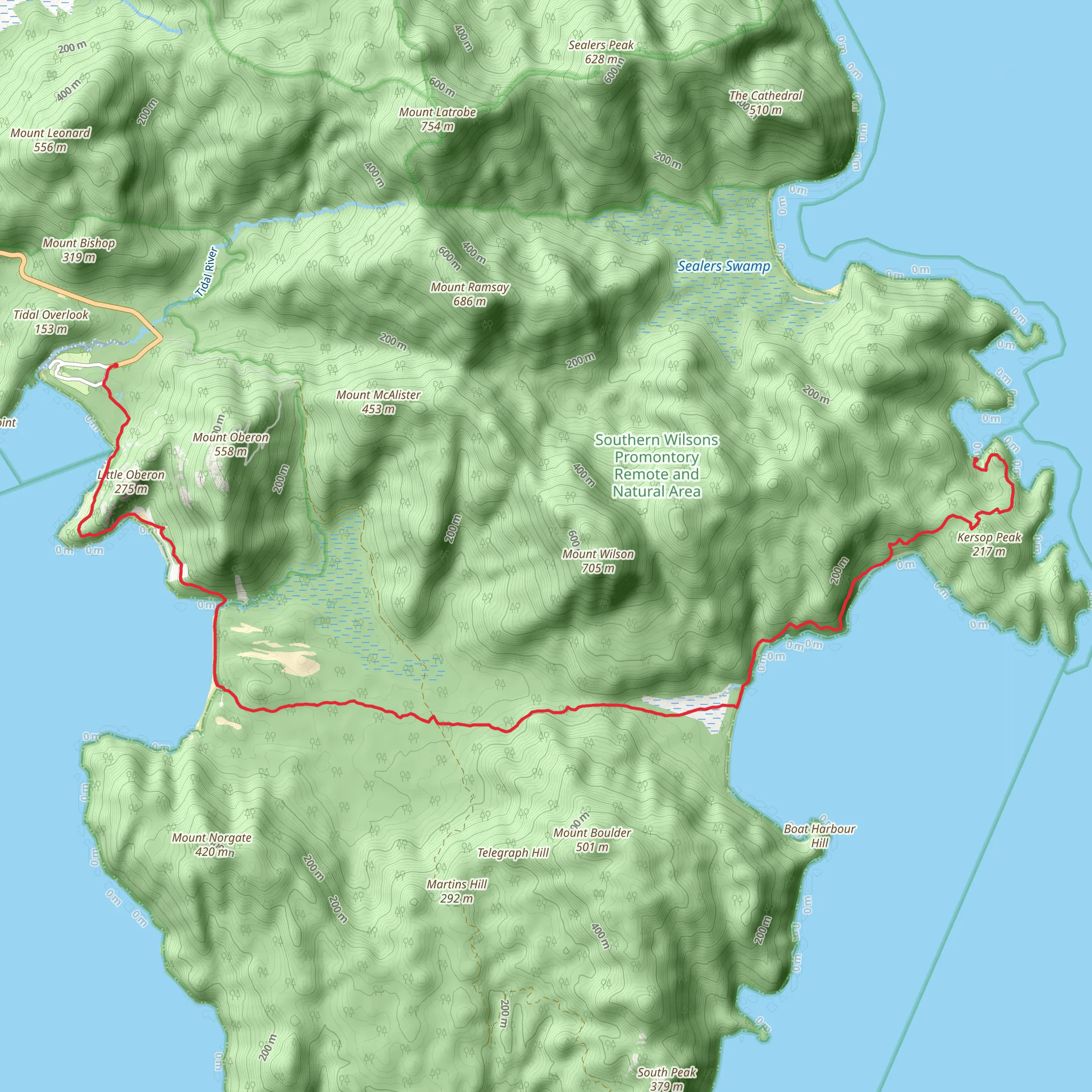 Tidal River to Refuge Cove Hike mobile static map