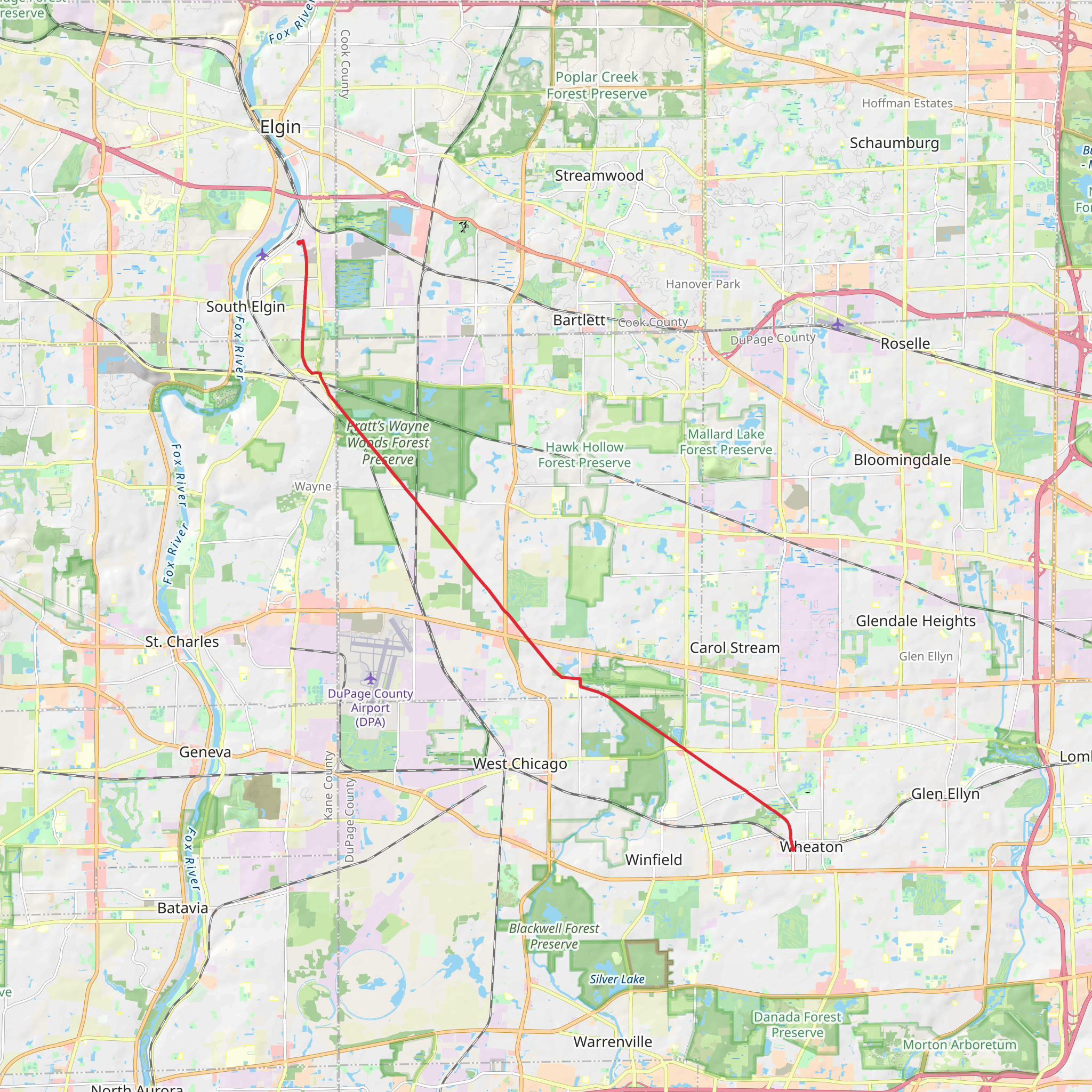 Illinois Prairie Path Elgin Branch mobile static map