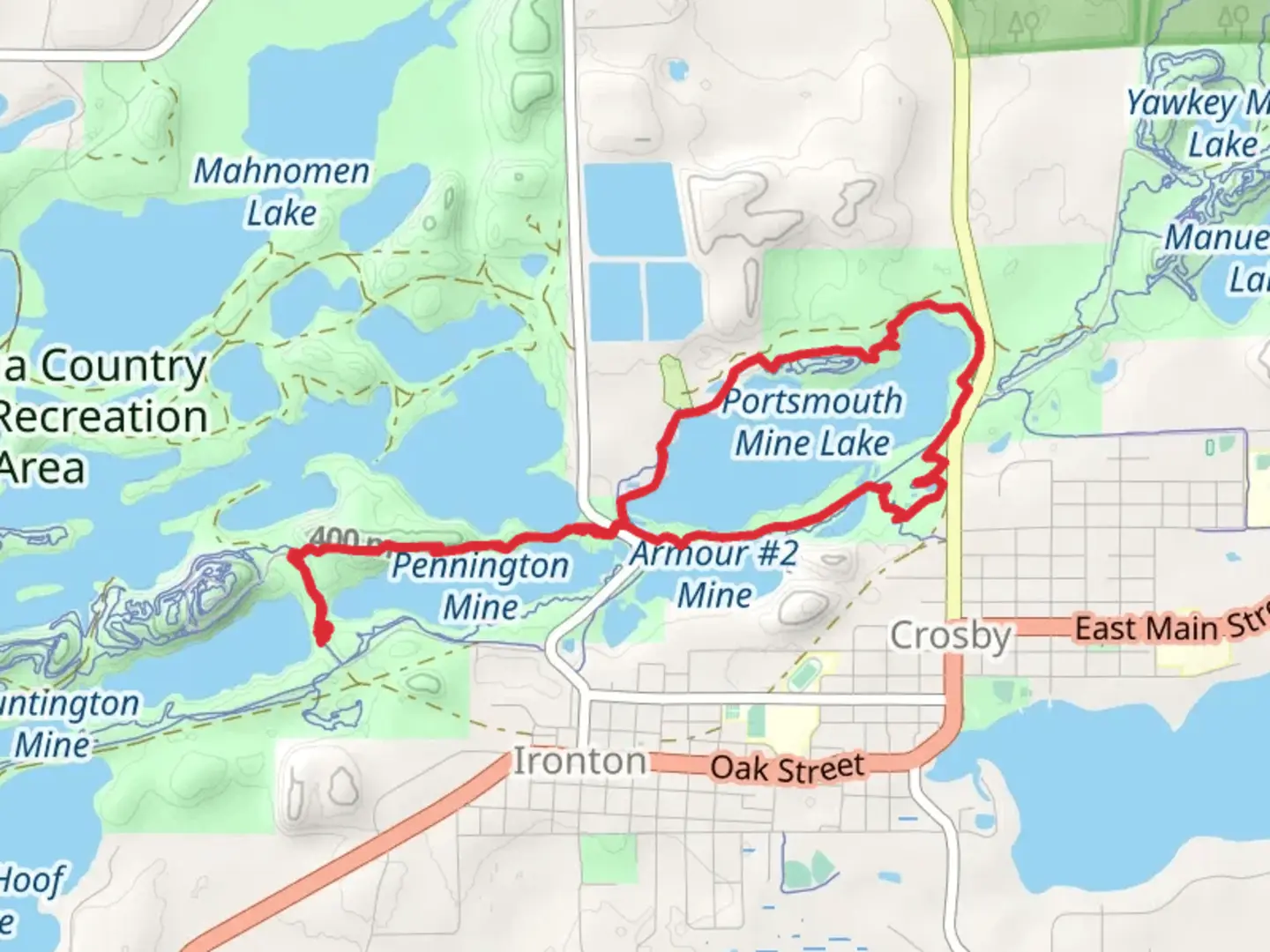 An image depicting the trail Portsmouth Mine Lake Loop via Switchback and its surrounding area.