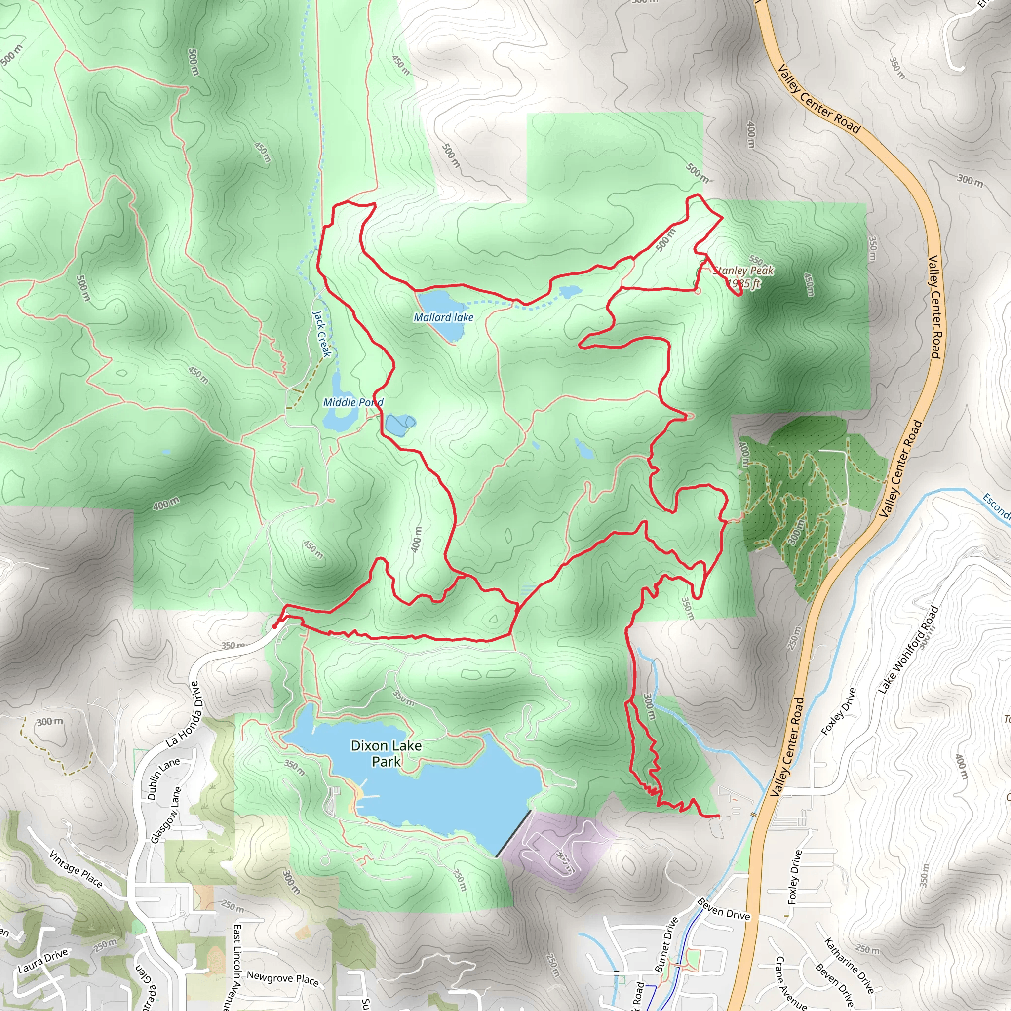 Creek Crossing, Cabrio, Stanley Peak and Mallard Lake Loop Trail mobile static map