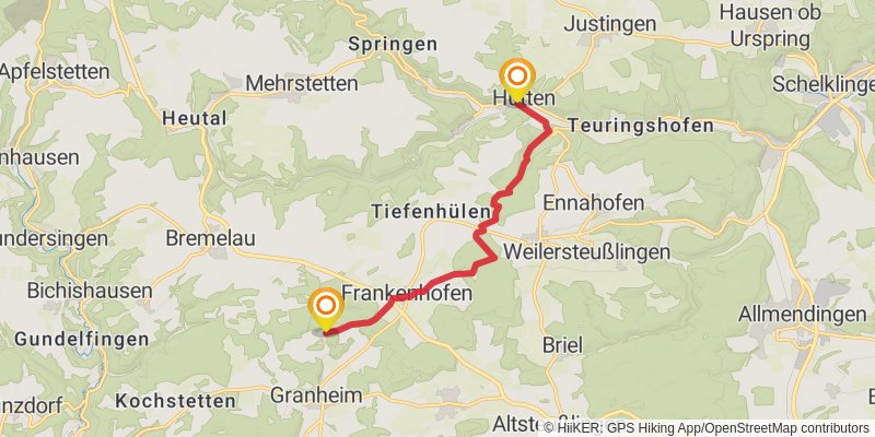 Schwäbische Alb Südrand - Weg HW 2 alt 3 Map
