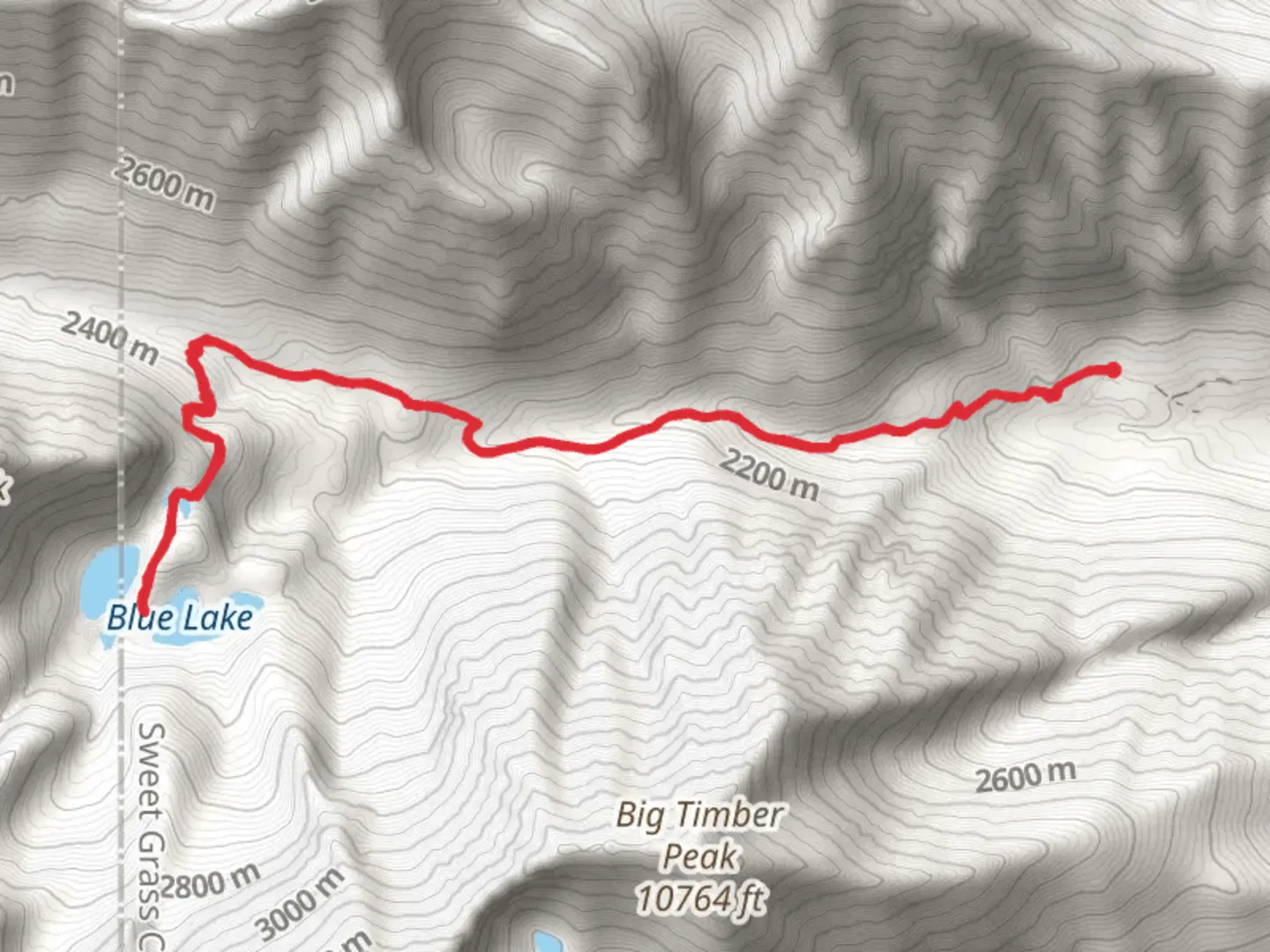An image depicting the trail Granite Lake and Blue Lake via Big Timber Creek and its surrounding area.