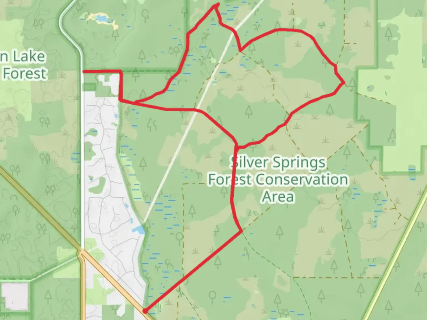 An image depicting the trail Red Blaze Loop Trail and its surrounding area.