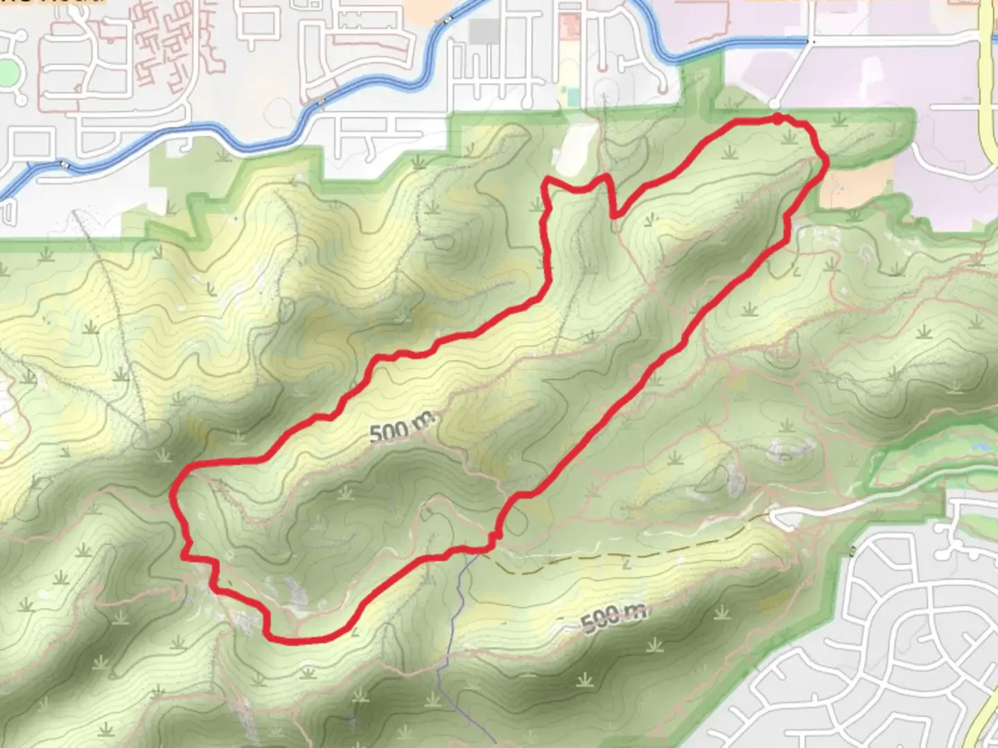 An image depicting the trail Beverly Canyon, National and Javelina Canyon Loop Trail and its surrounding area.