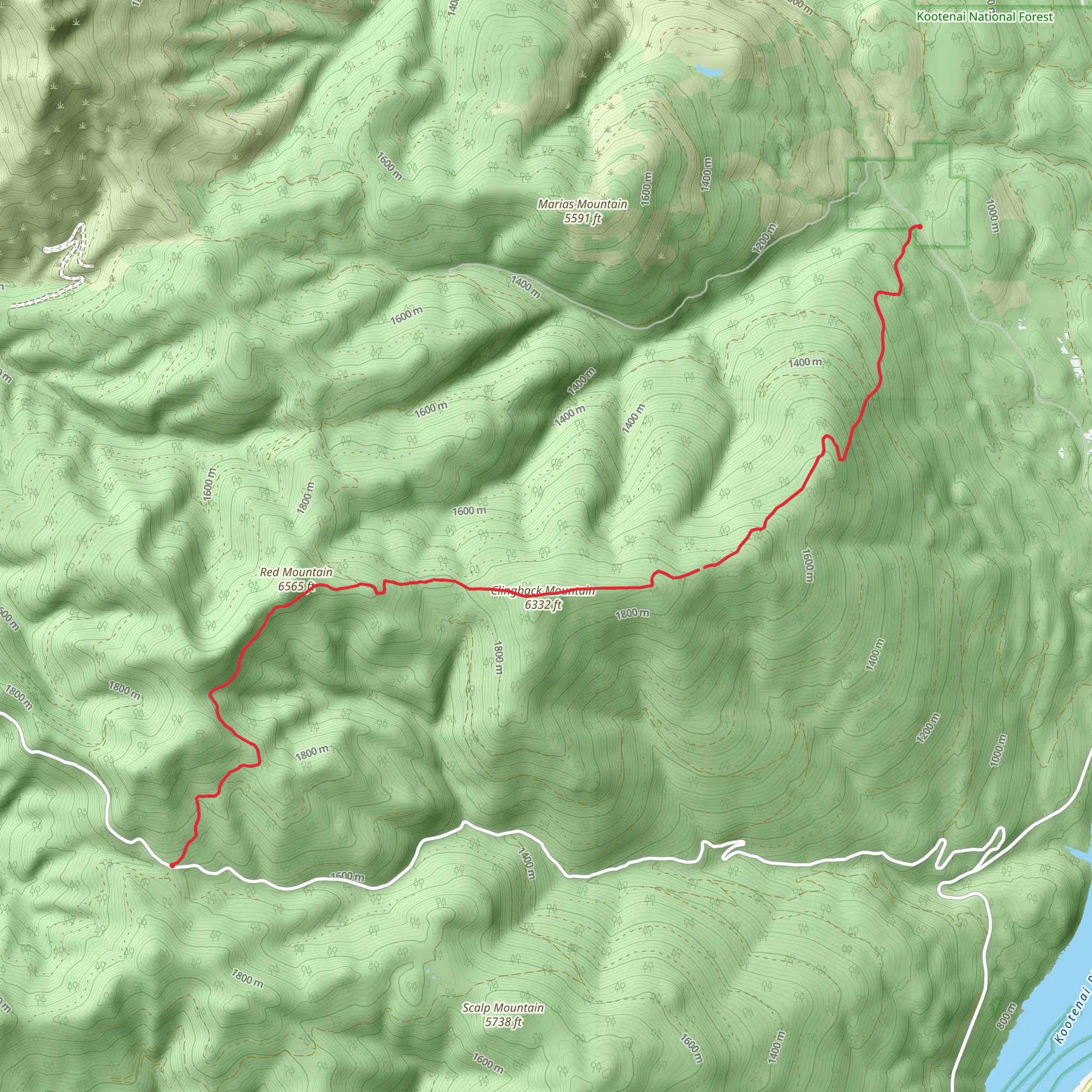 Clingback Mountain and Red Mountain Trail mobile static map