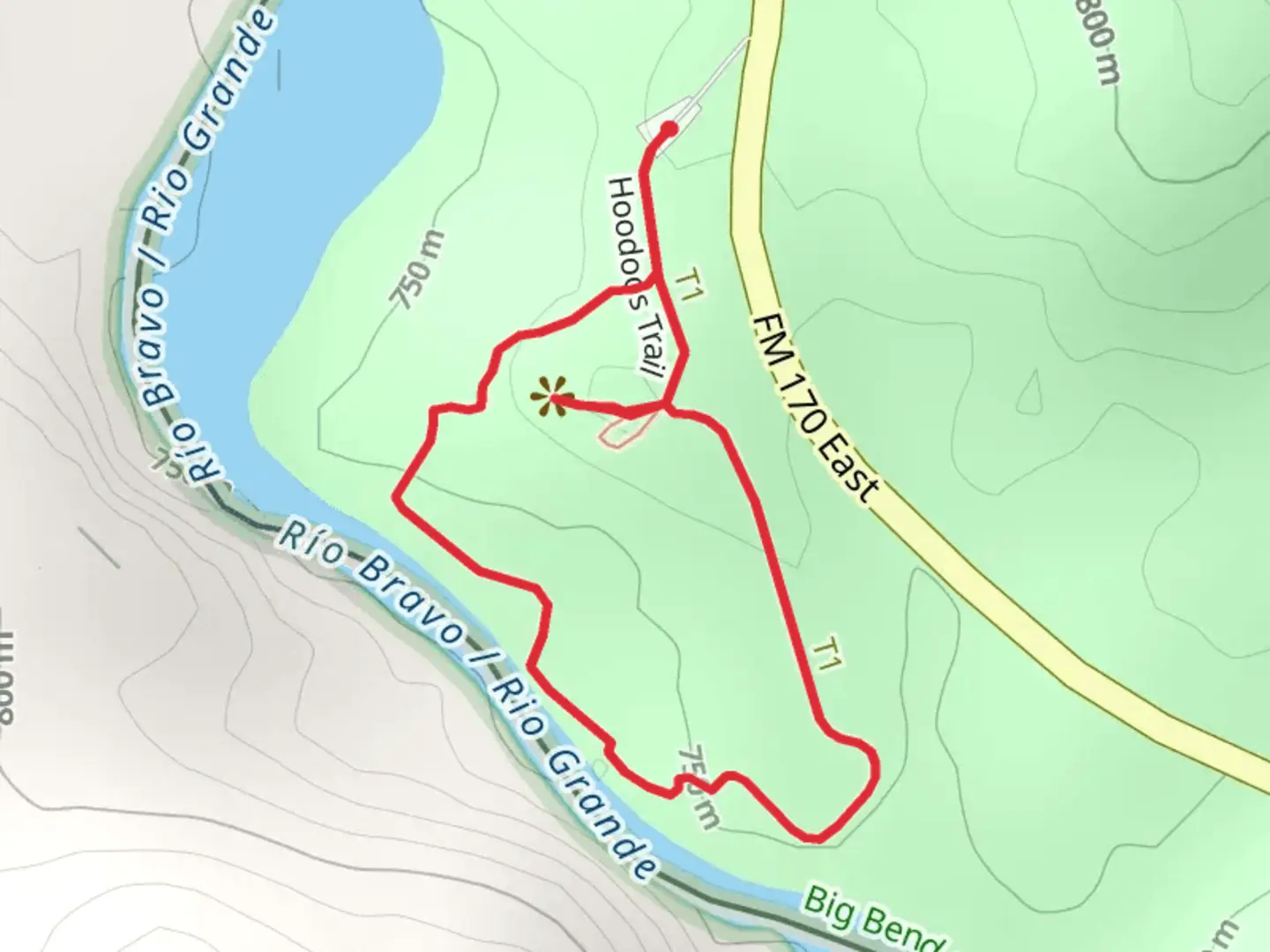 An image depicting the trail Hoodoos Loop Trail and its surrounding area.