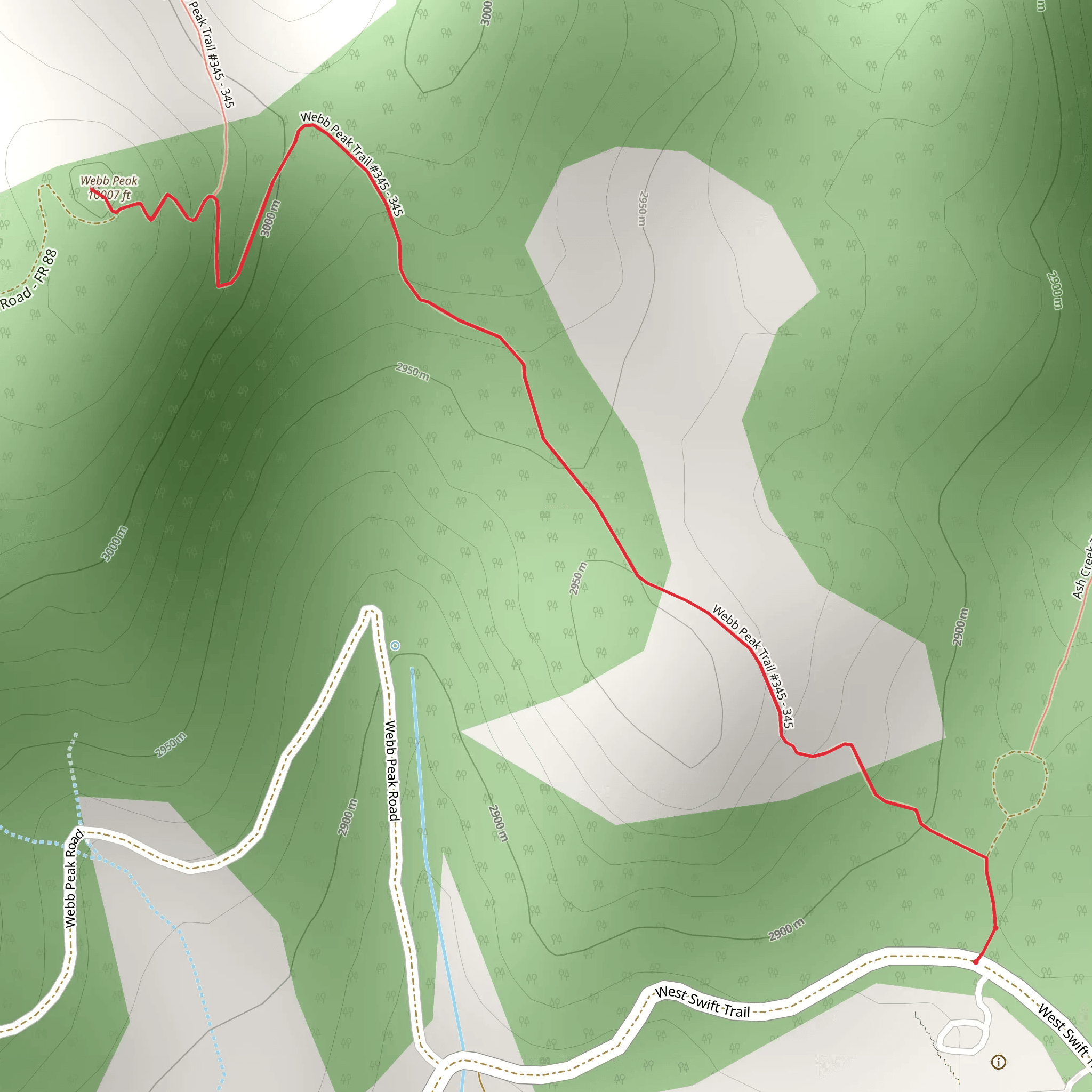 Webb Peak Trail mobile static map